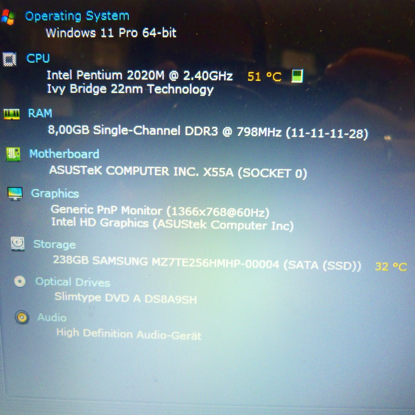 Asus K55 IceCOOL 15″ l 8GB RAM NEW l SSD Windows 11 PRO l BATTERY NEW HDMI USB3