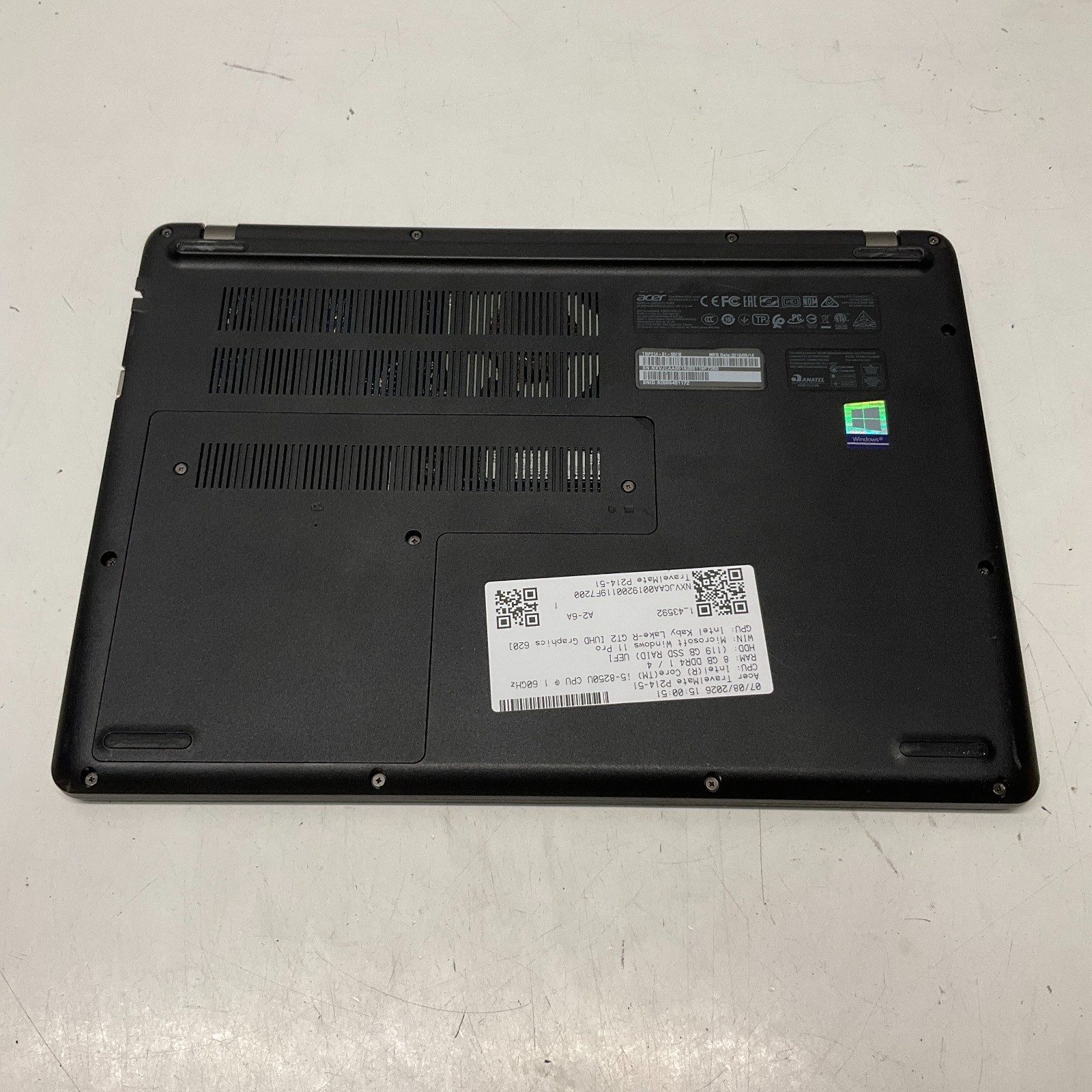 Acer TravelMate P214-51 14″ Intel Core i5-8250U @ 1.60 GHz 8GB 128GB SSD Win 11