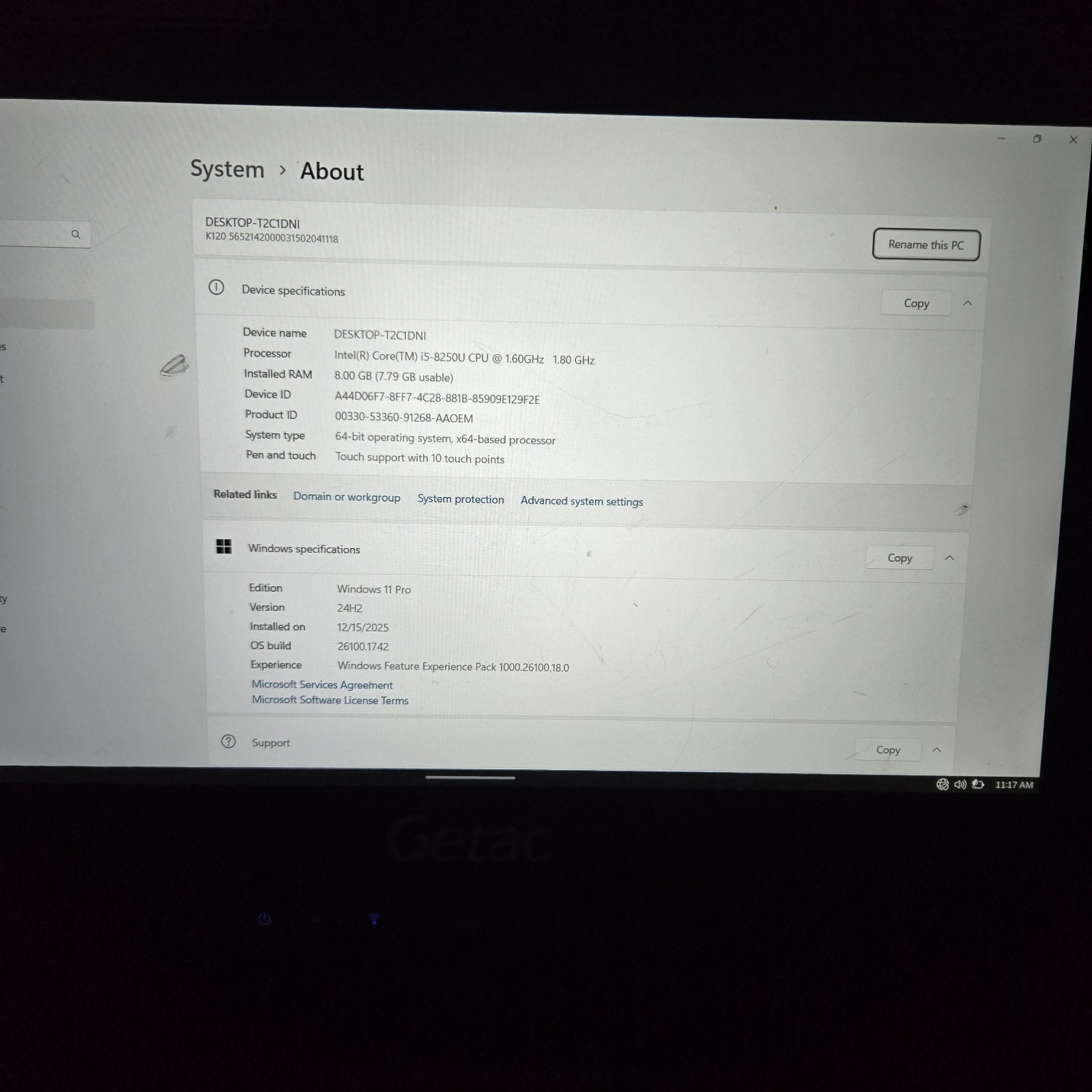 Getac K120 Toughbook i5-8250U 1.60GHz 256GB SSD 8GB Ram – GPS – 4G – W11 – READ