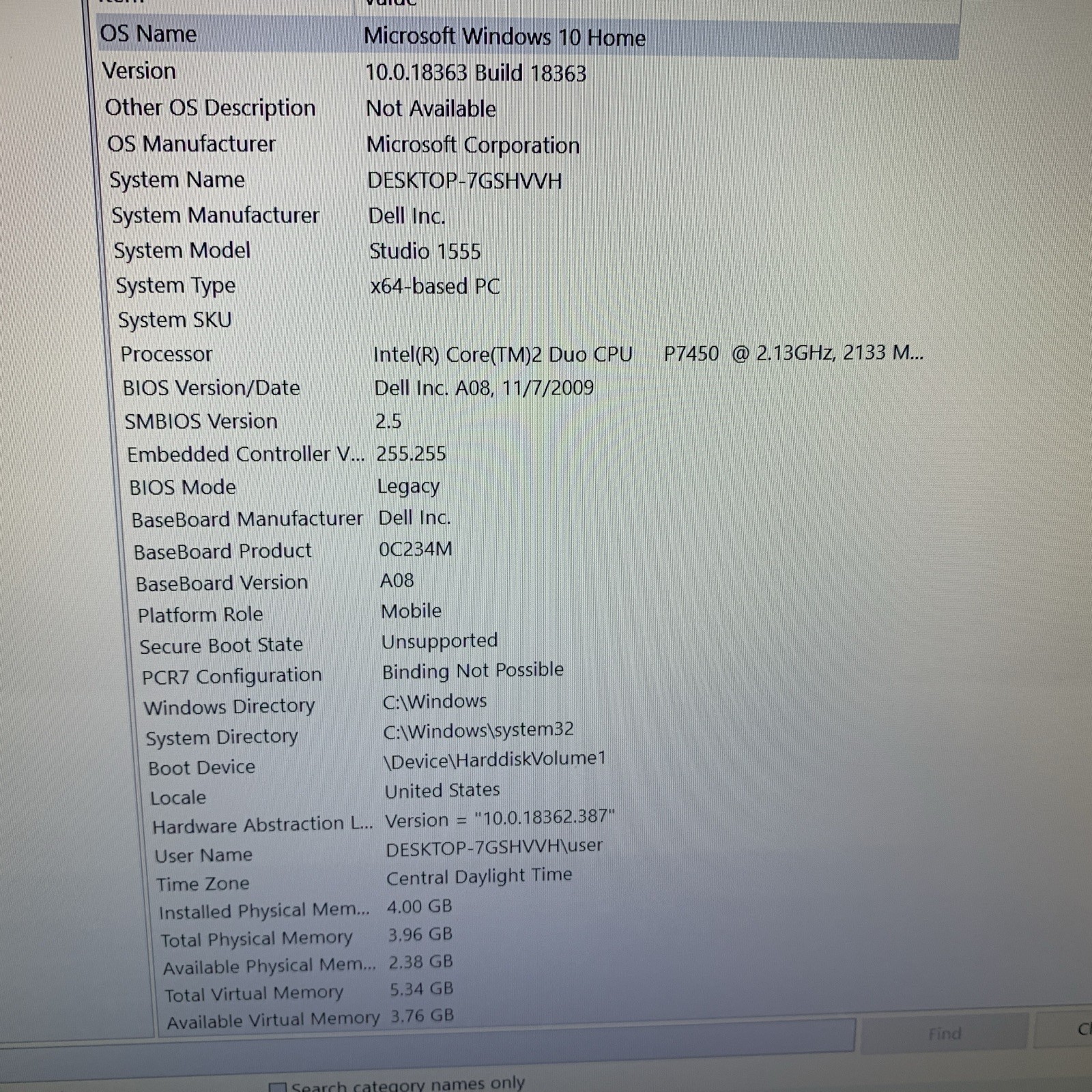 Dell Studio 1555 15.6″ 2duo P7450 2.13 GHz 4GB Ram 128 Gb SSD Wind 10 Home Read