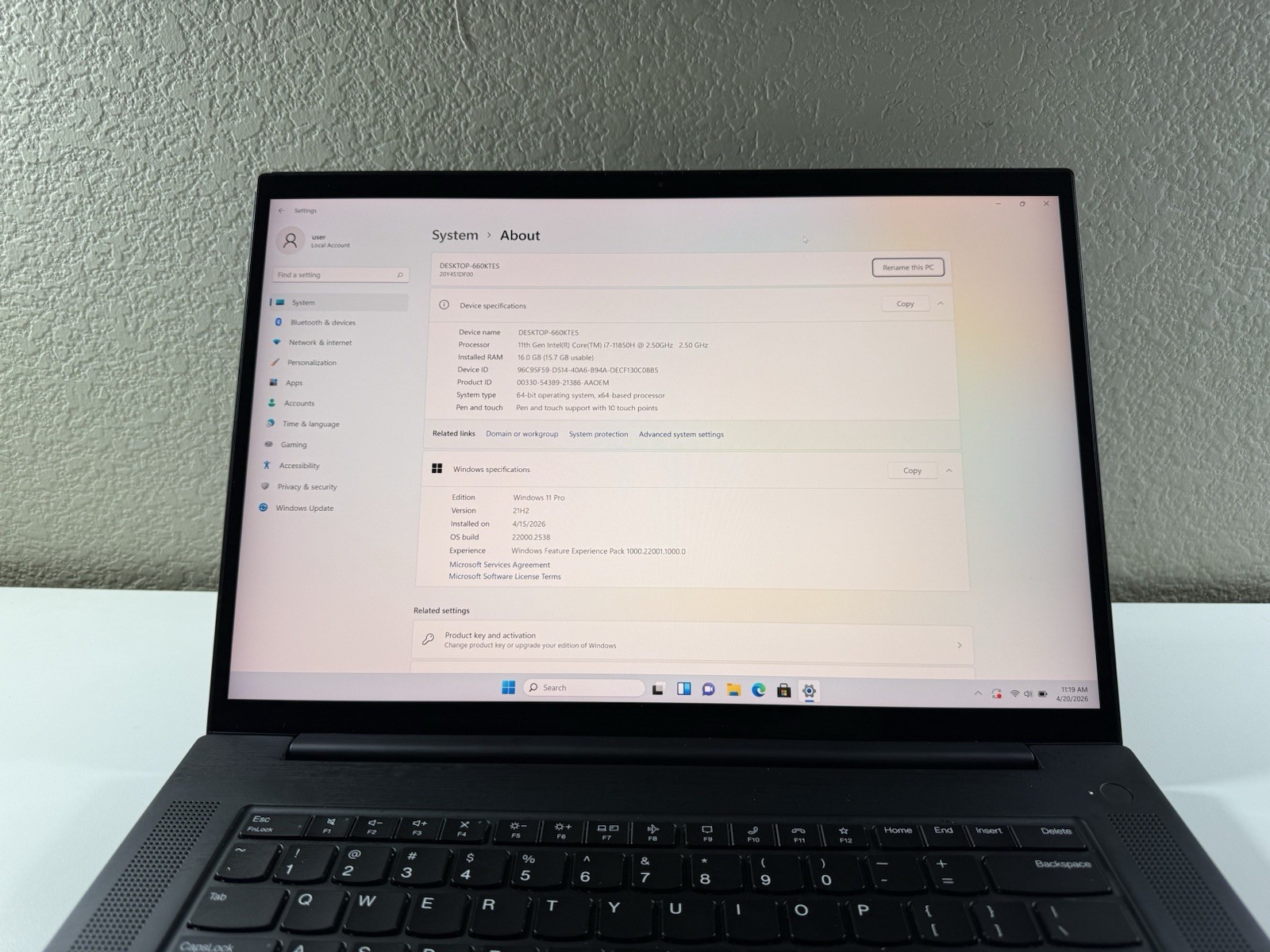 LENOVO THINKPAD P1 Gen 4 TOUCH 4k I7-11850H 512GB 16GB RAM NVIDIA T1200 WIN 11