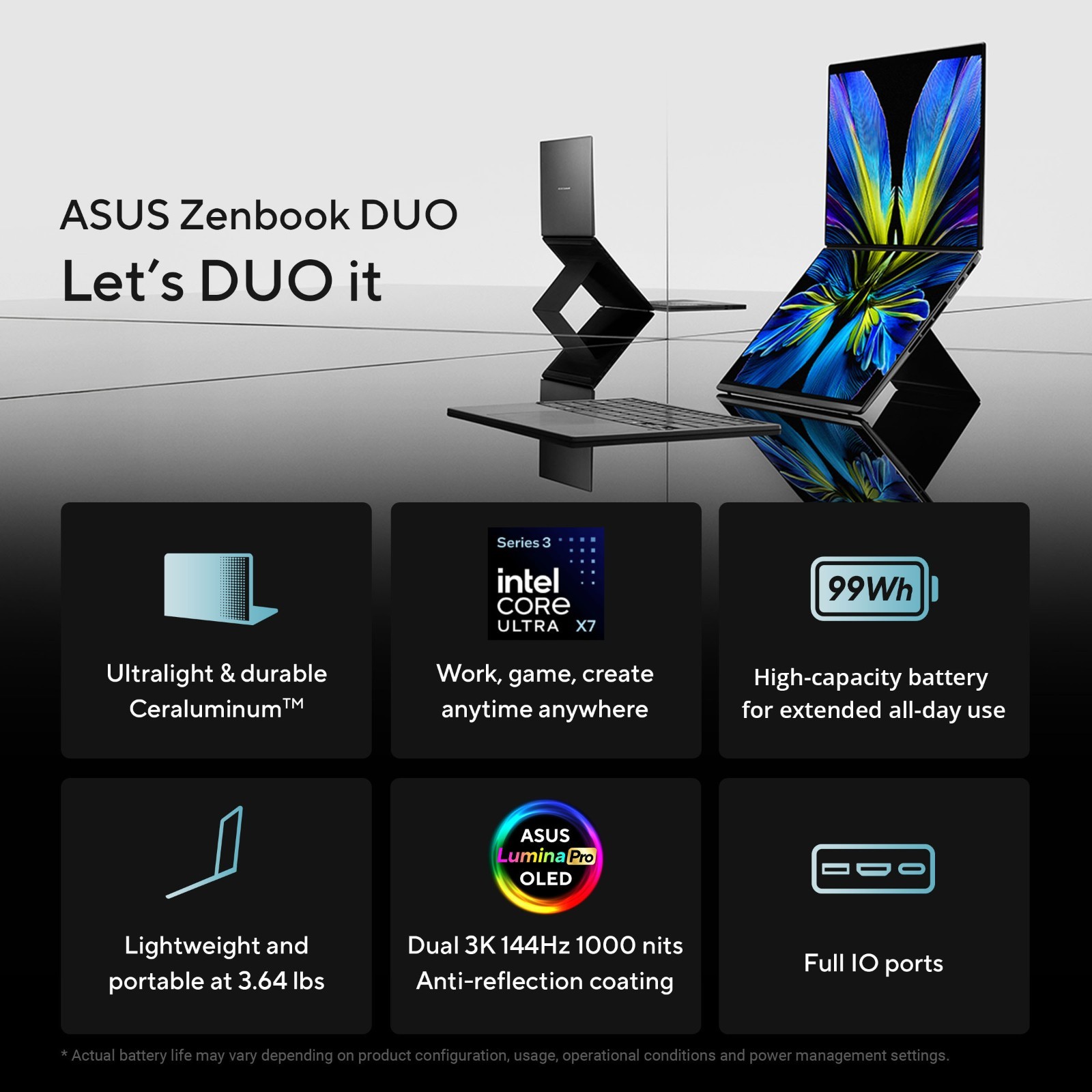 ASUS Zenbook DUO Dual 14″ OLED Touch 2-in-1 Intel Ultra X7 358H 32GB RAM 1TB SSD