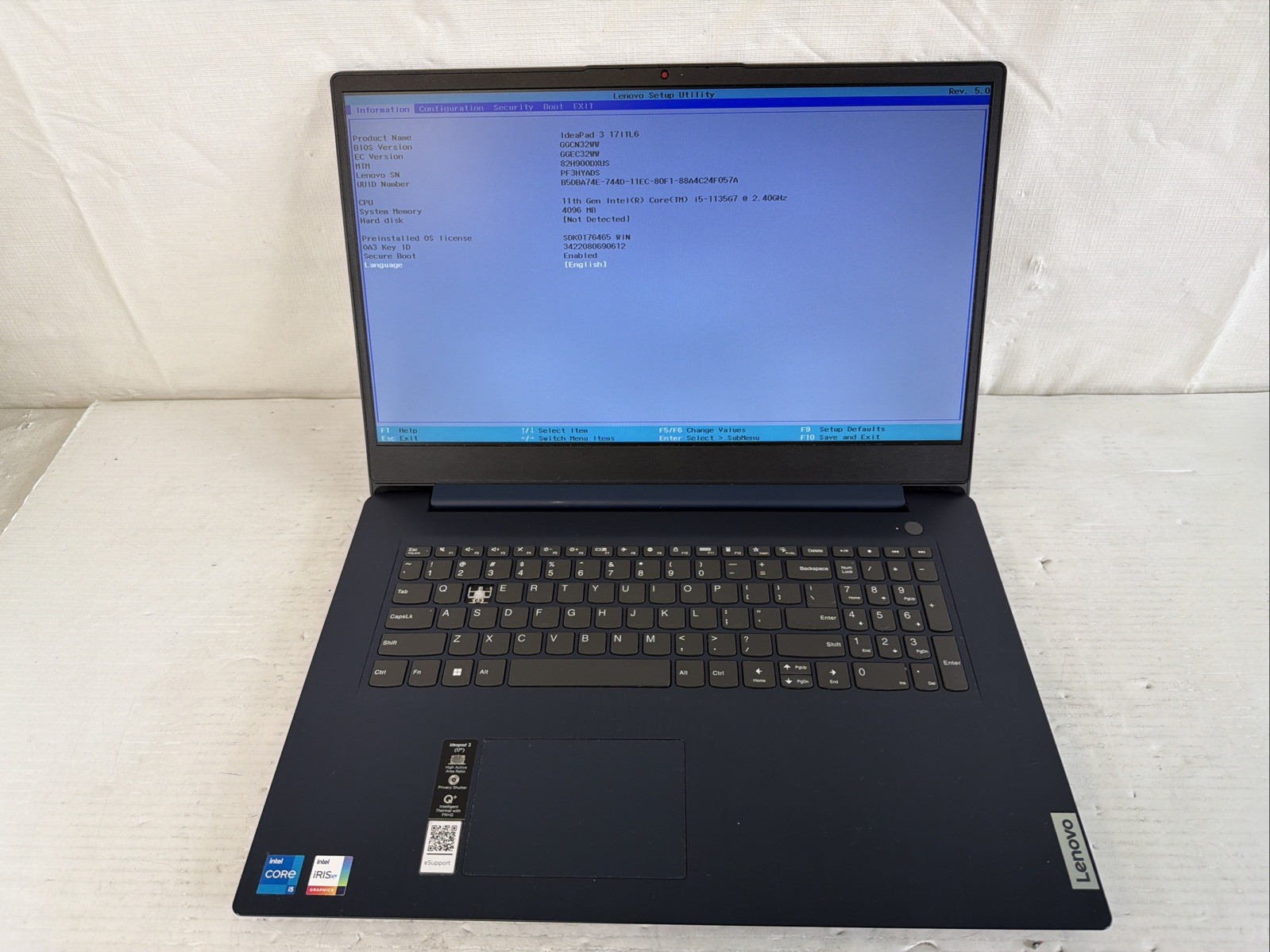 Lenovo IdeaPad 3-17ITL6 17″ Laptop Intel Core i5-1135G7 4GB RAM NO SSD/OS – READ