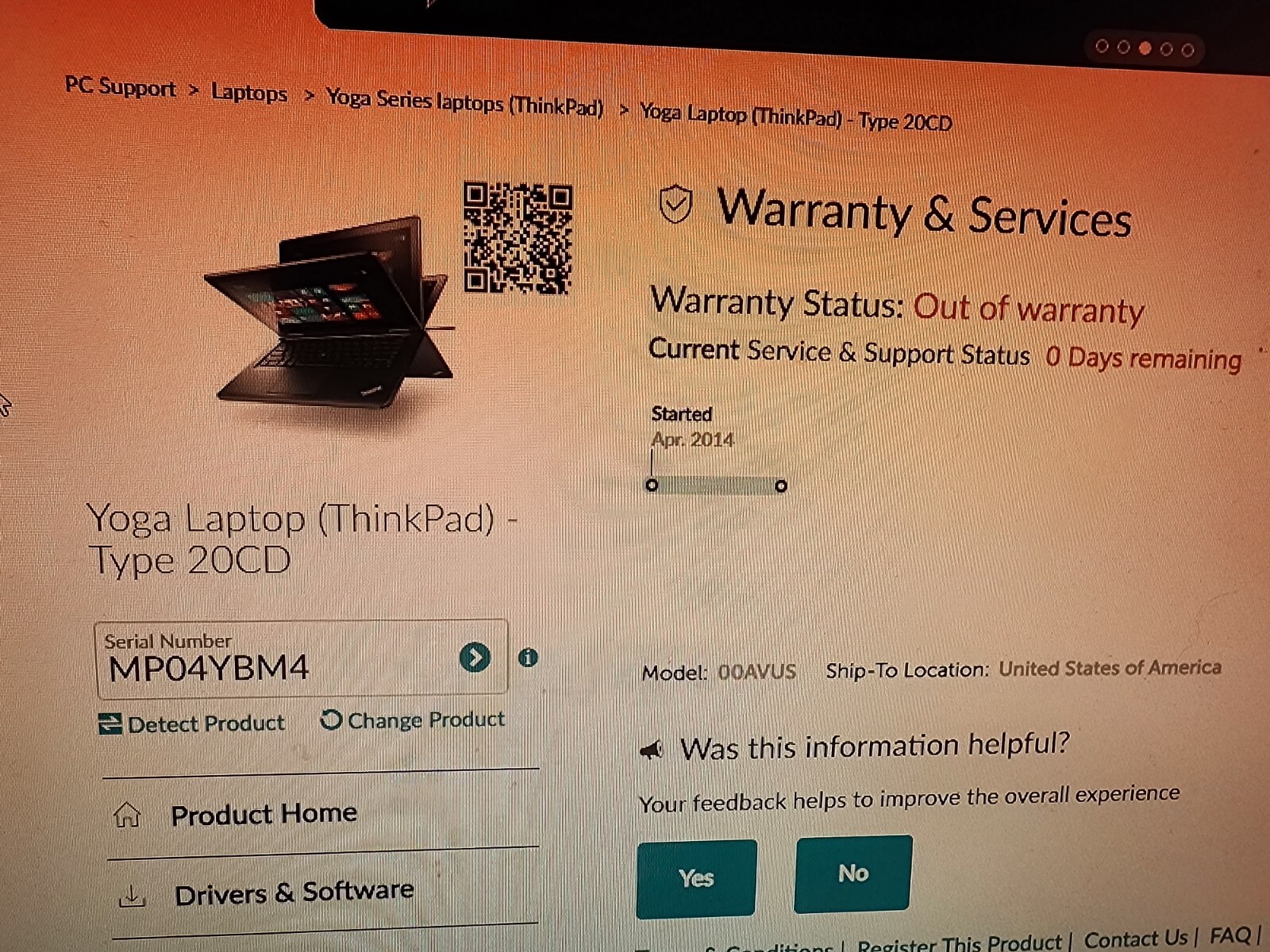 LENOVO YOGA 20CD INTEL CORE i5-4300U 1.90GHz 4GB RAM 180gb Ssd Win8.1 Pro READ