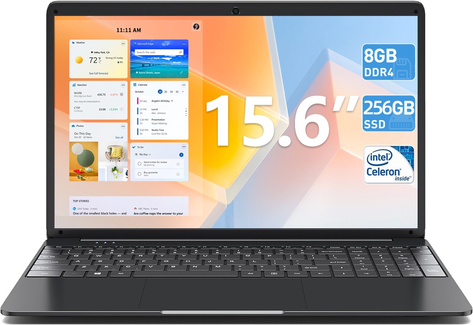 SGIN 15.6″ Full HD Laptop 7000mAh 8GB RAM 256GB SSD Windows 11 Intel J4105