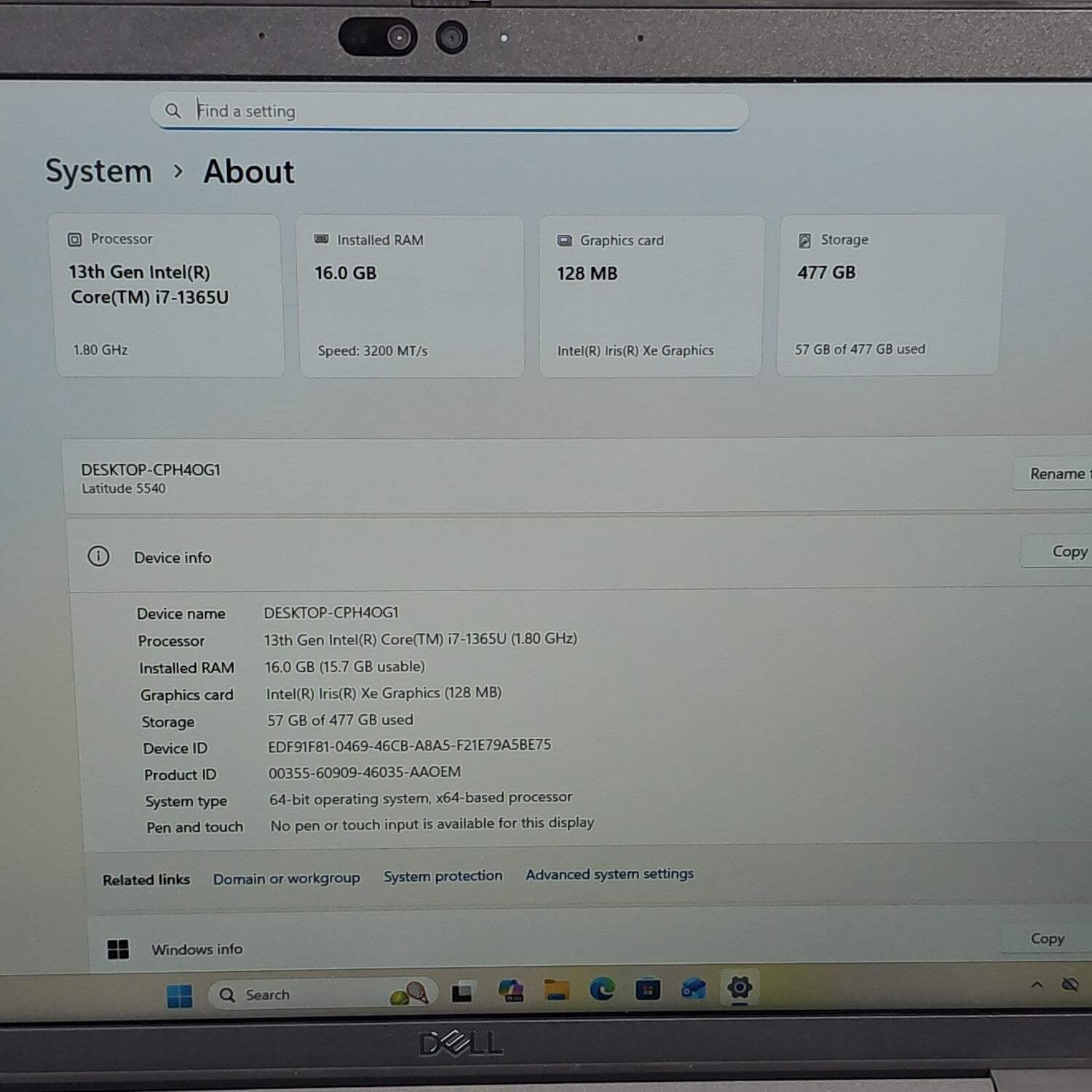 Dell Latitude 5540 15.6″ i7-1365U 1.8GHz 16GB RAM 512GB SSD
