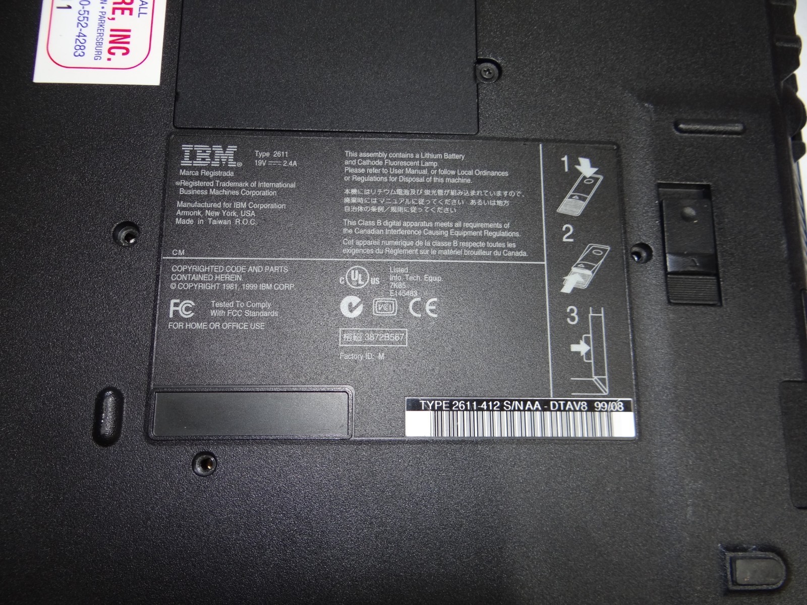 Rare IBM 2611-412 Laptop Floppy Serial Port Boots to BIOS No HDD Pentium Win 98