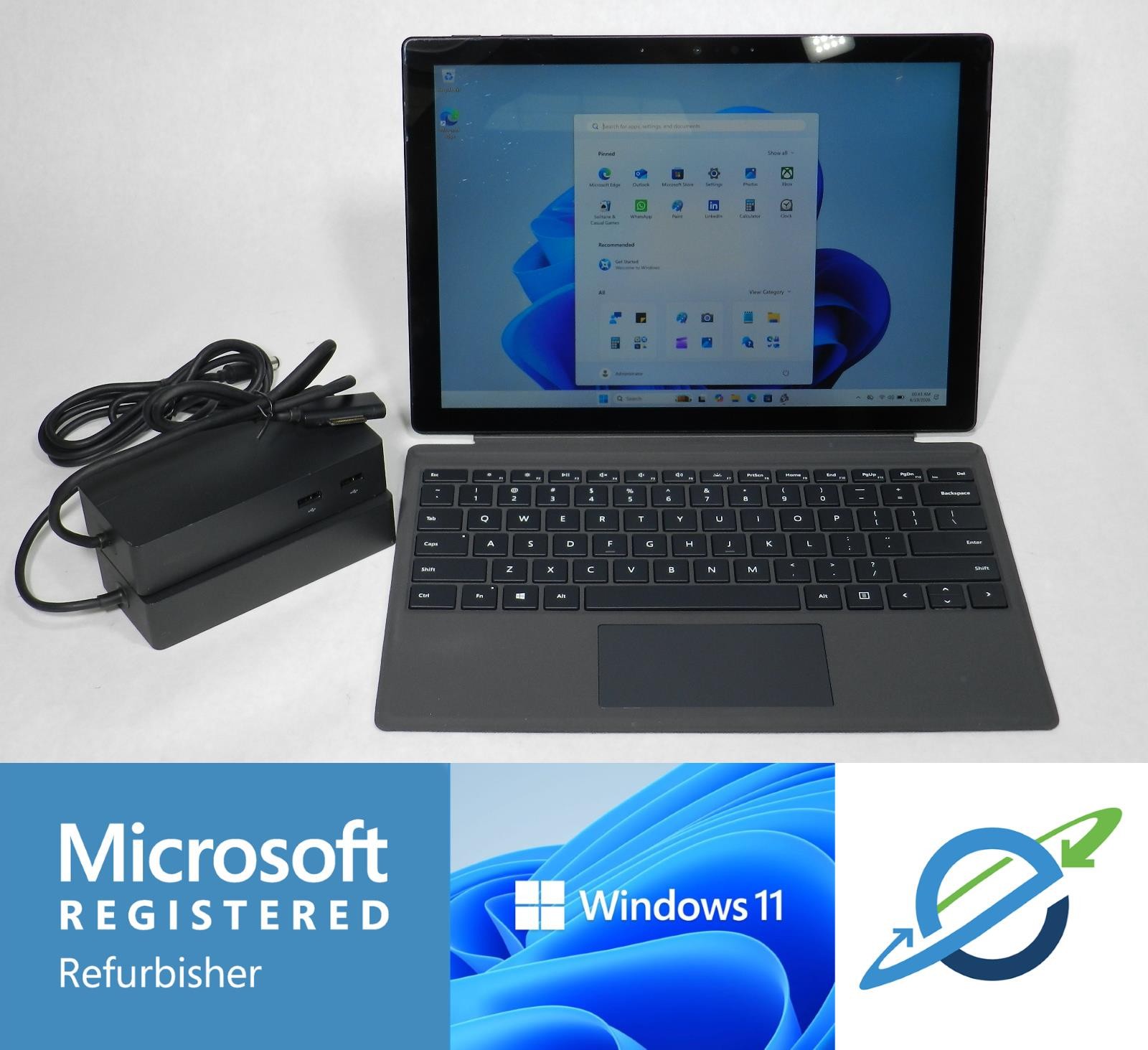 MICROSOFT SURFACE PRO 7 1866 | i5-1035G4 | 256GB SSD | 8GB RAM | B+ | w/ Dock 1