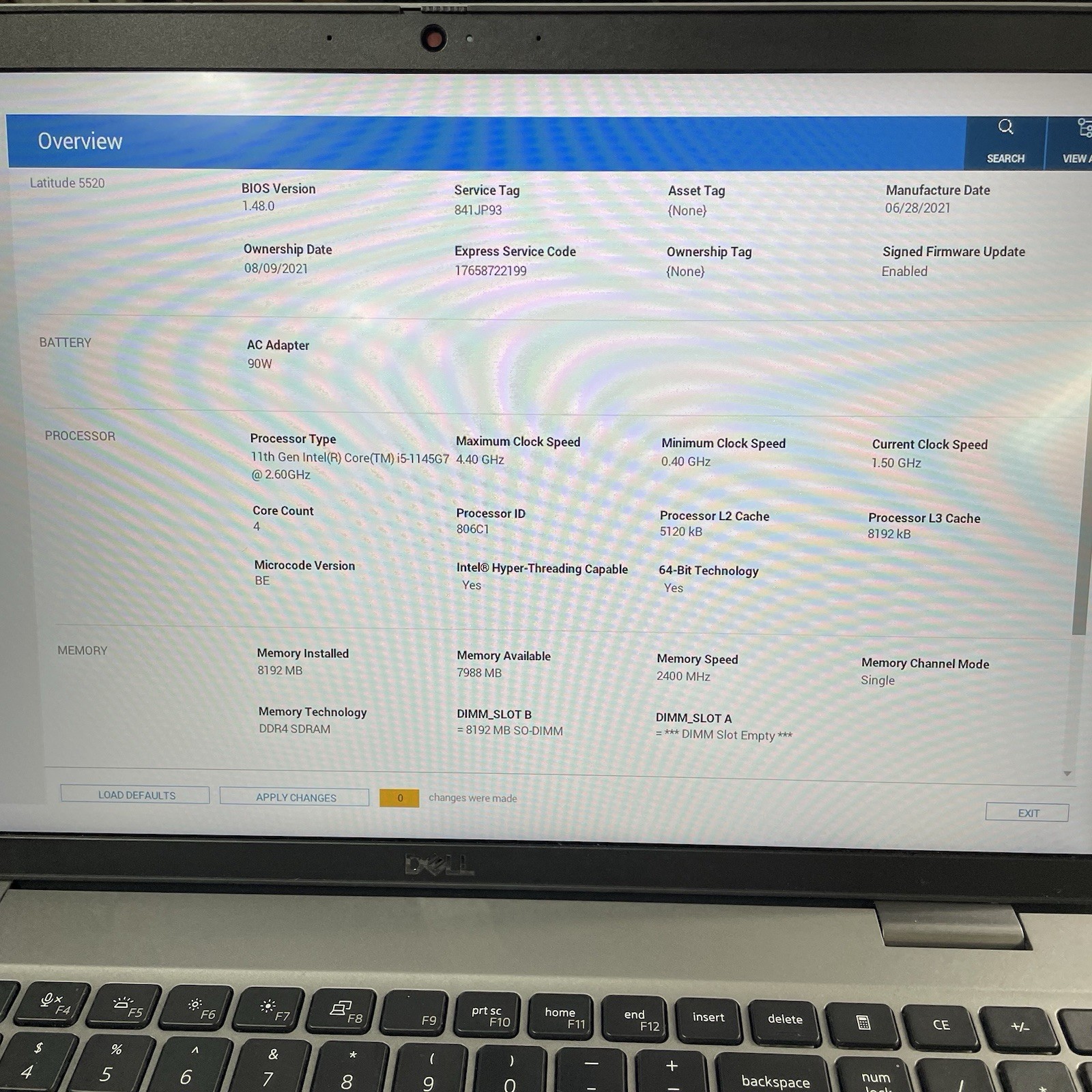 Dell Latitude 5520 15.6″ i5-1145G7 2.60 GHz 8 GB RAM No SSD/OS/AC/Battery – READ