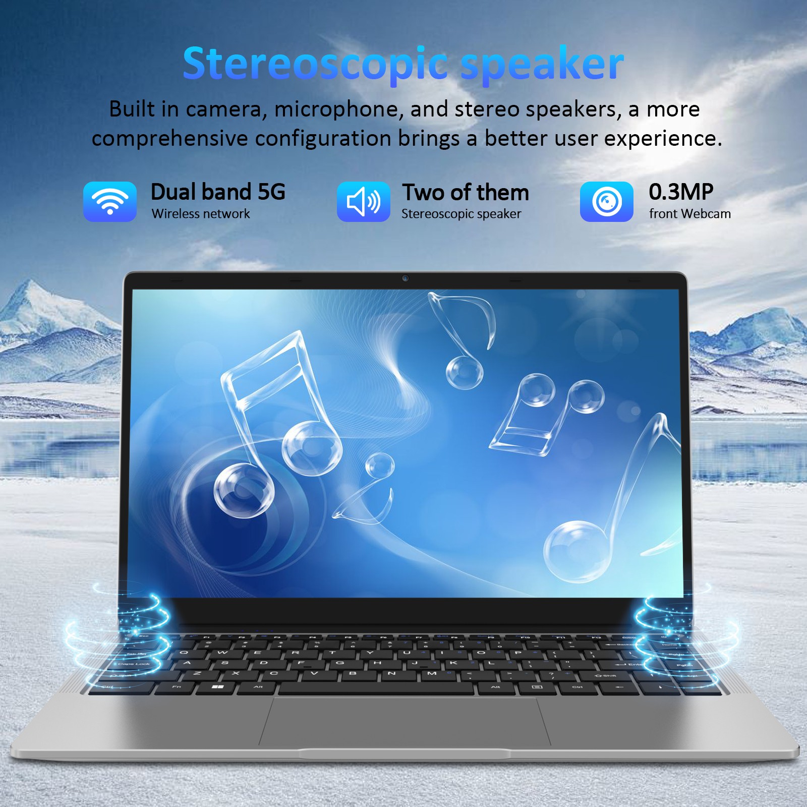 14.1″ Win11 Laptop Quad Core J4125 8GB + 256GB Portable Lightweight Notebook PC