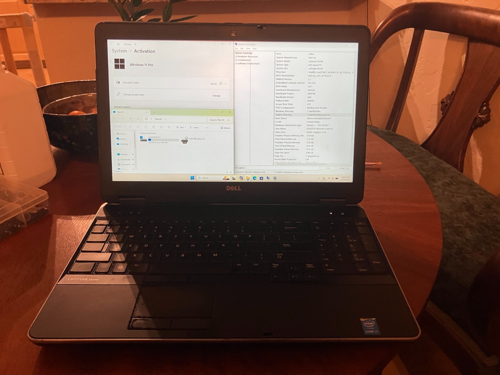 Dell Latitude E6540 15.6″ Laptop i7 3GHz 16GB RAM 480GB SSD Win 11 Pro Wifi FAIR
