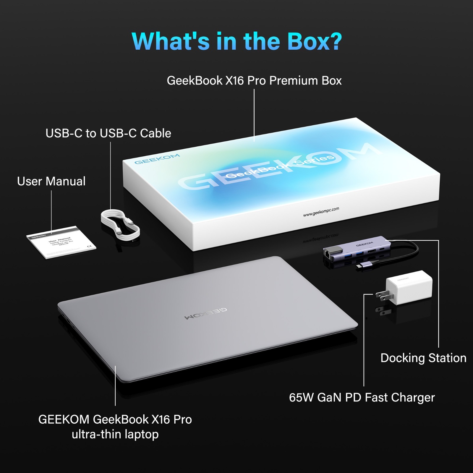 GEEKOM GeekBook X16 Pro 2.8 lbs Laptop, 16″ 2.5K 16:10 Laptop Computer