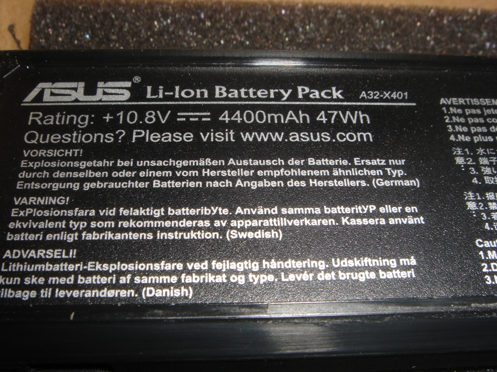 Original Battery ASUS A32-X401 10.8V 4400mAh 47Wh Genuine New in France