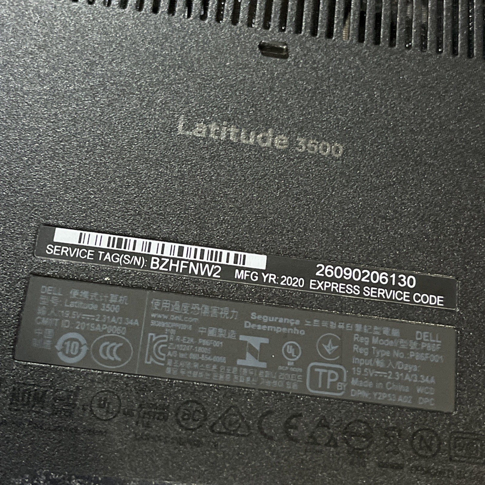 DELL LATITUDE 3500 INTEL CORE I5-8265U 8GB RAM NO HD