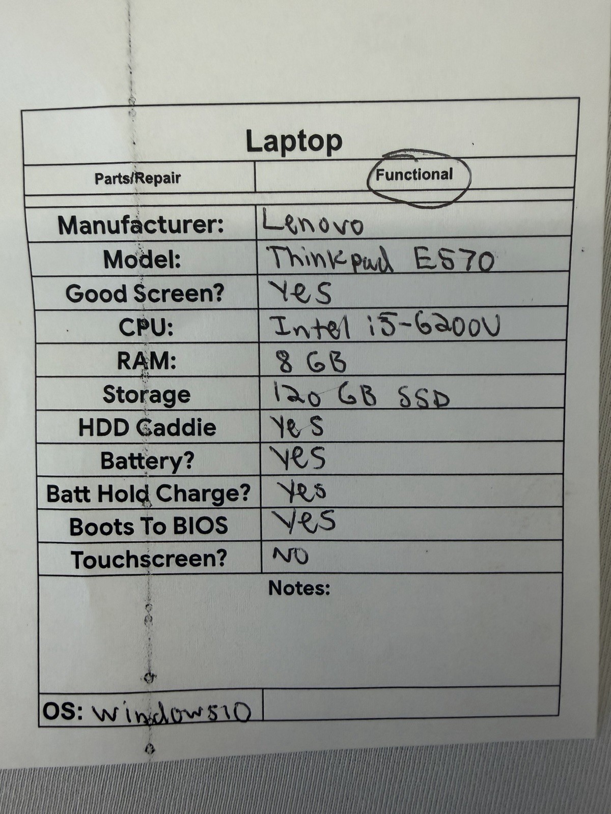 Lenovo Thinkpad E570 Laptop – Good Screen – Intel i5-6200U – RAM 8GB – Read Des
