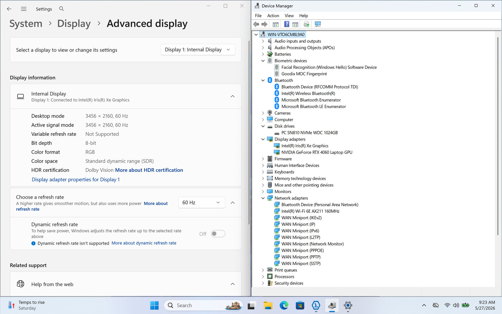 Dell XPS 15 9530 16″ Touch I9-13900H 1TB 32GB W11 RTX 4060 Backlit FPR Warranty