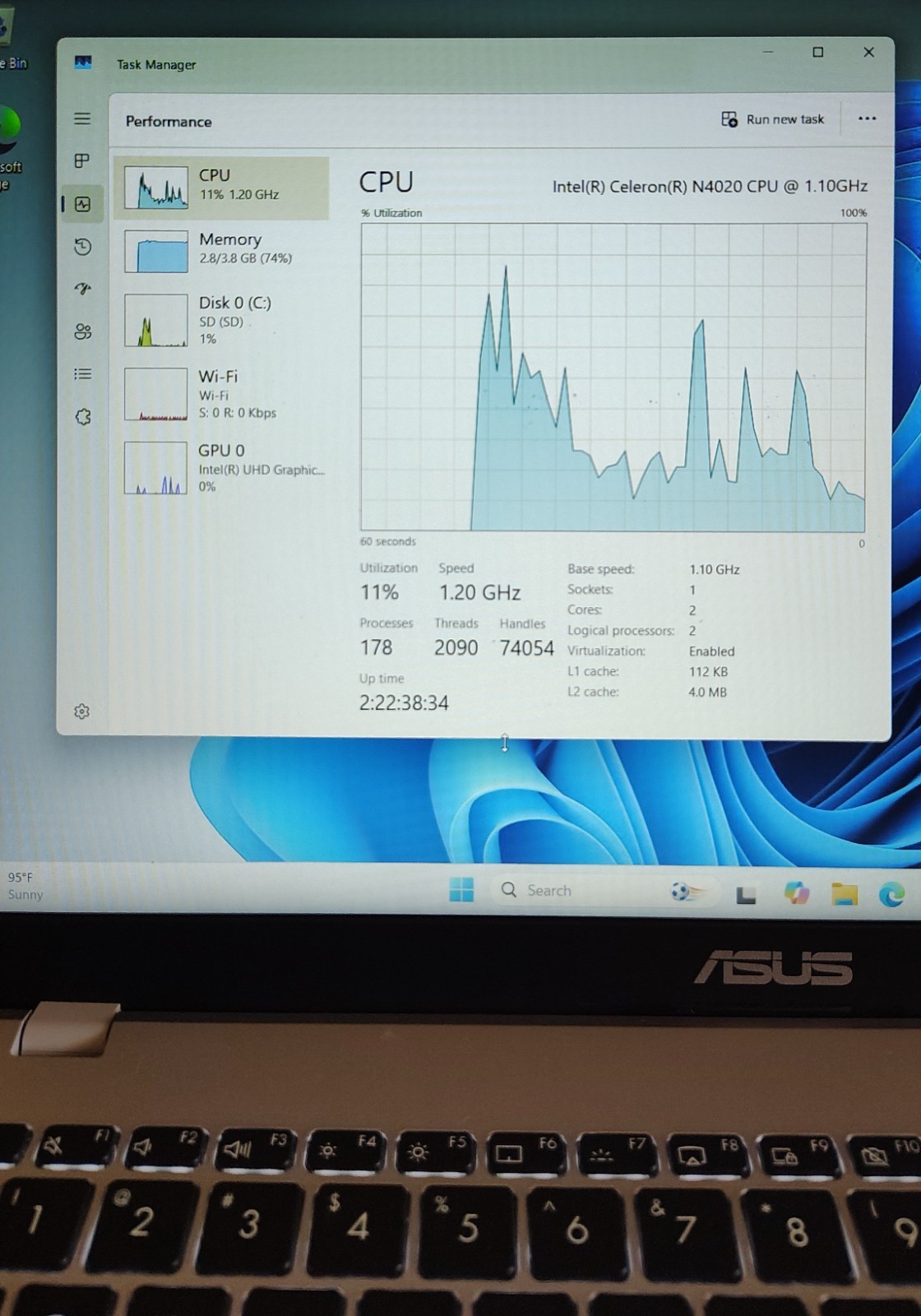 Asus E510 FHD 15.6″ Intel N4020 / 128GB eMMC / 4GB RAM Laptop Backlit KB White