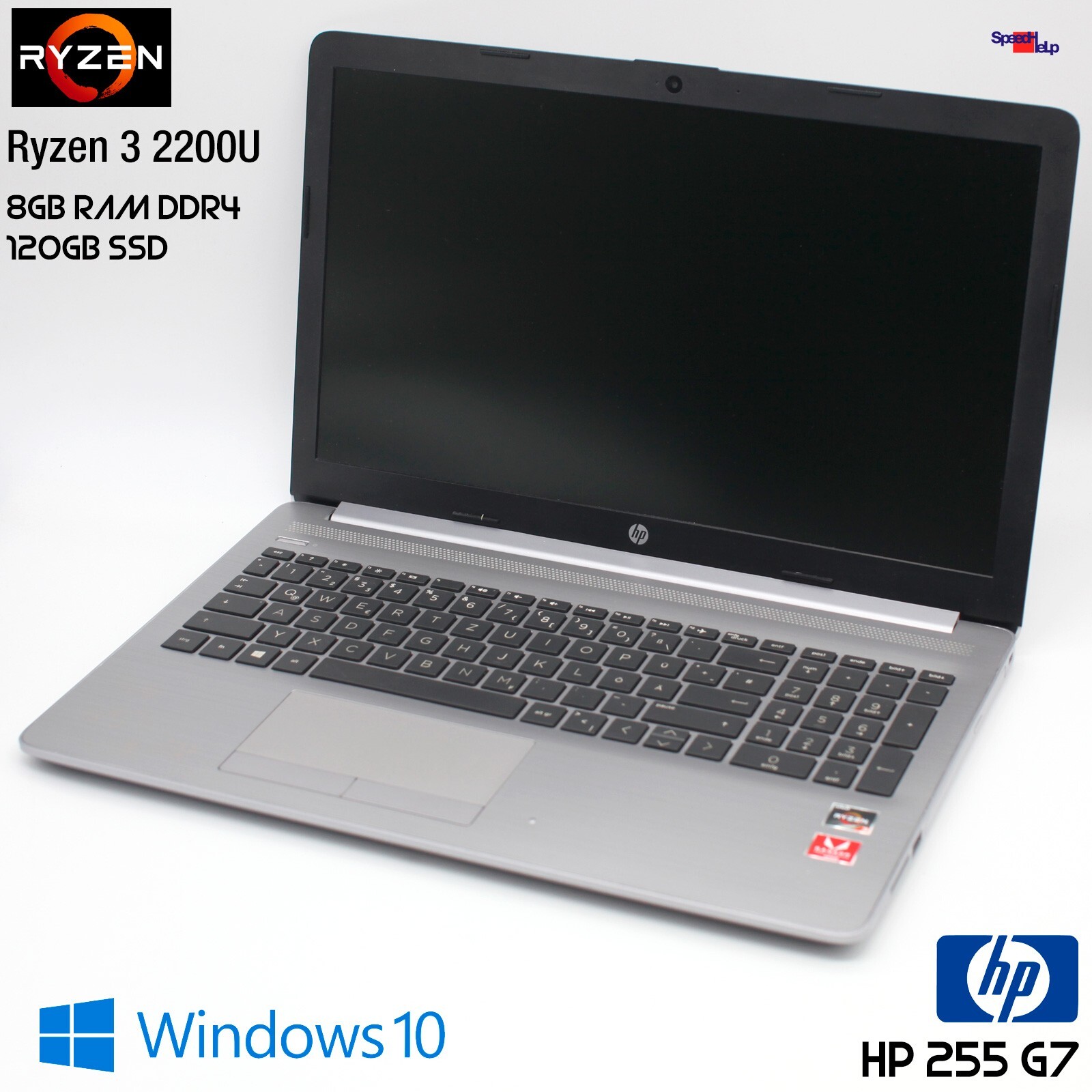 HP 255 G7 HEWLETT PACKARD NOTEBOOK LAPTOP WINDOWS 10 8GB DDR4 120GB SSD RADEON
