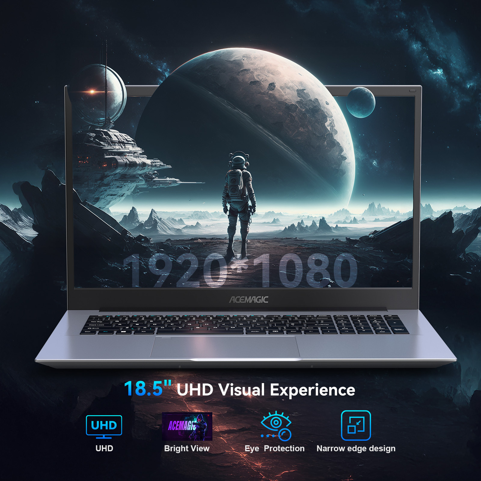 ACEMAGIC 18.5″ FDH Laptop Intel N150 16GB DDR4 512GB SSD Windows 11 Pro WIFI BT5