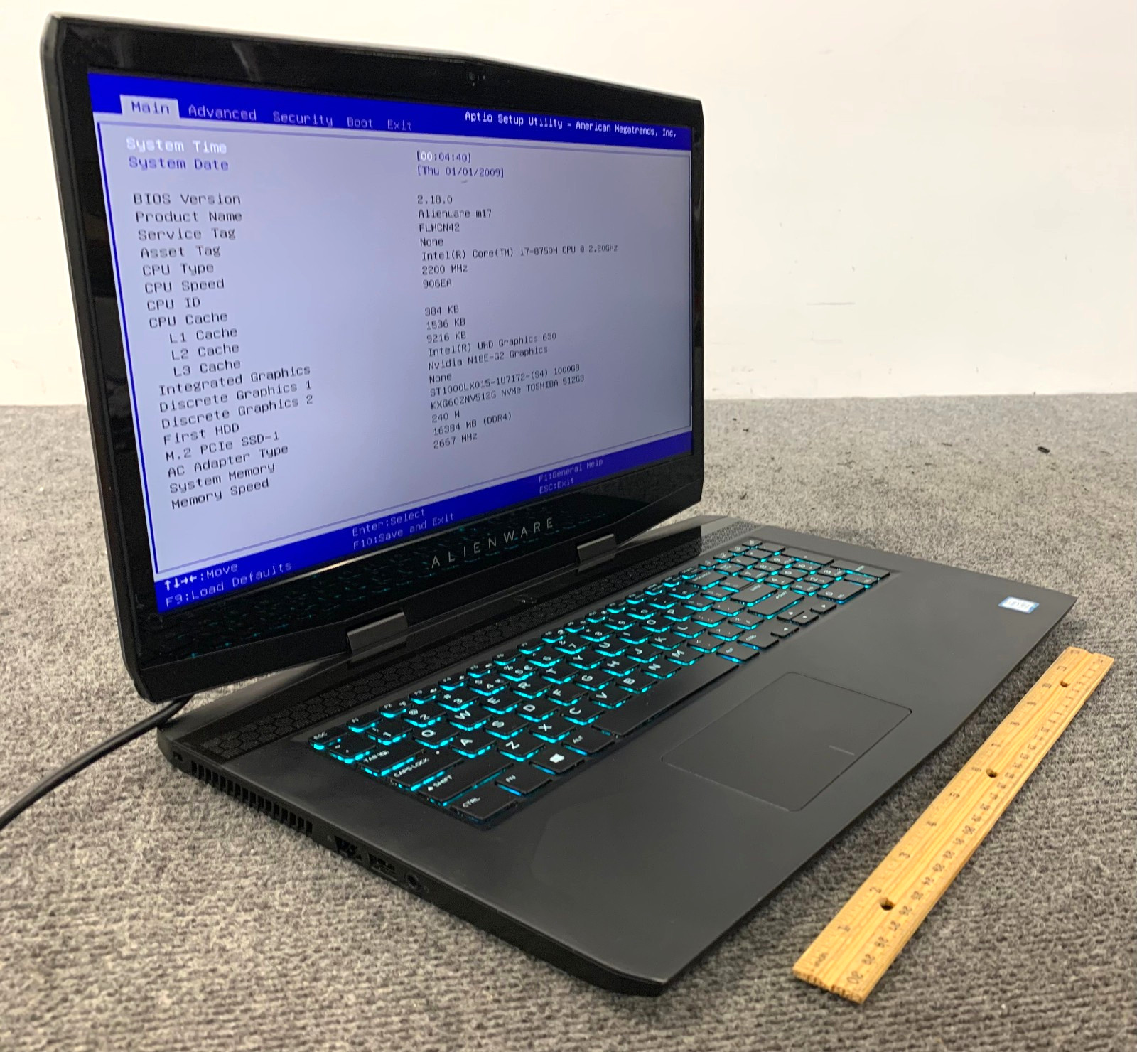 Alienware Alienware m17 17.3″ Laptop i7-8750H 16GB, 512GB NVMe + 1TB HDD, As Is