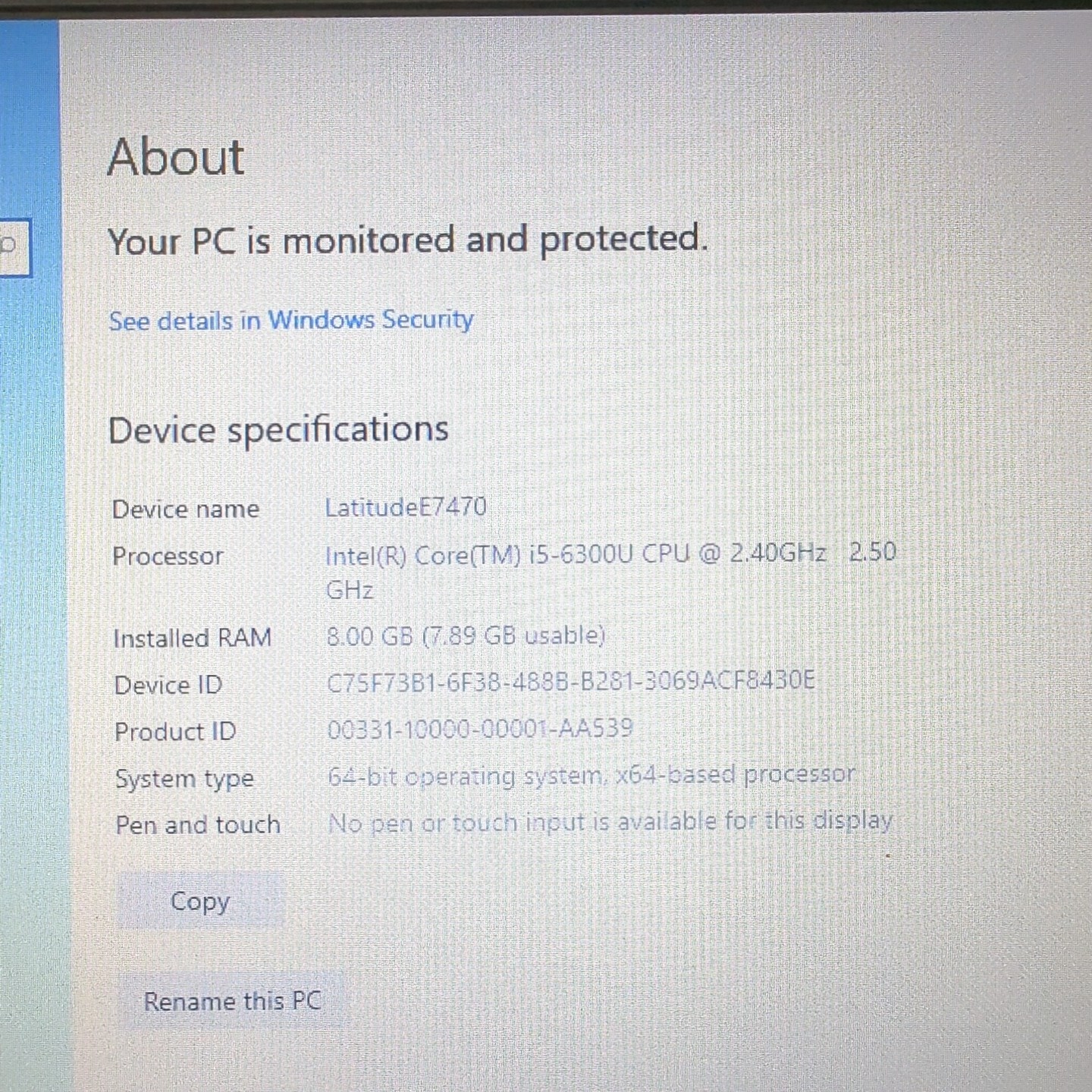 Dell Latitude E7470 Core i5-6300U 2.40GHz 8GB RAM 256GB HDD Win 10 Pro