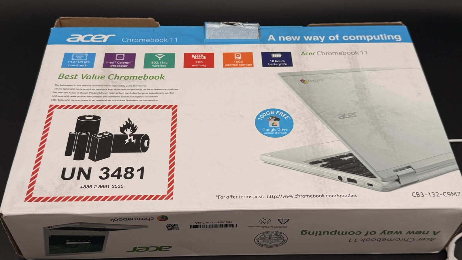Acer Chromebook 11 CB3-132-C9M7 11.6” White Laptop