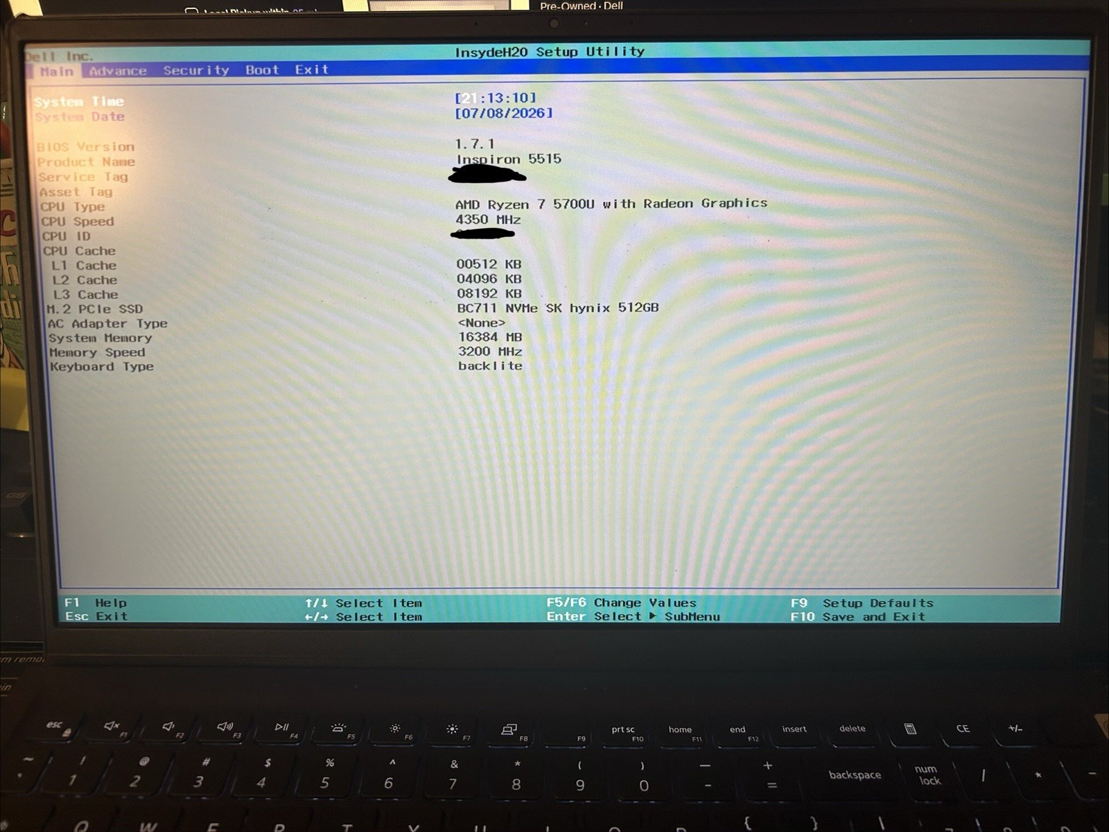 Dell Inspiron 15 5515 Laptop Ryzen 7 5700U, 16GB RAM, 512GB SSD, FHD, W11 PRO