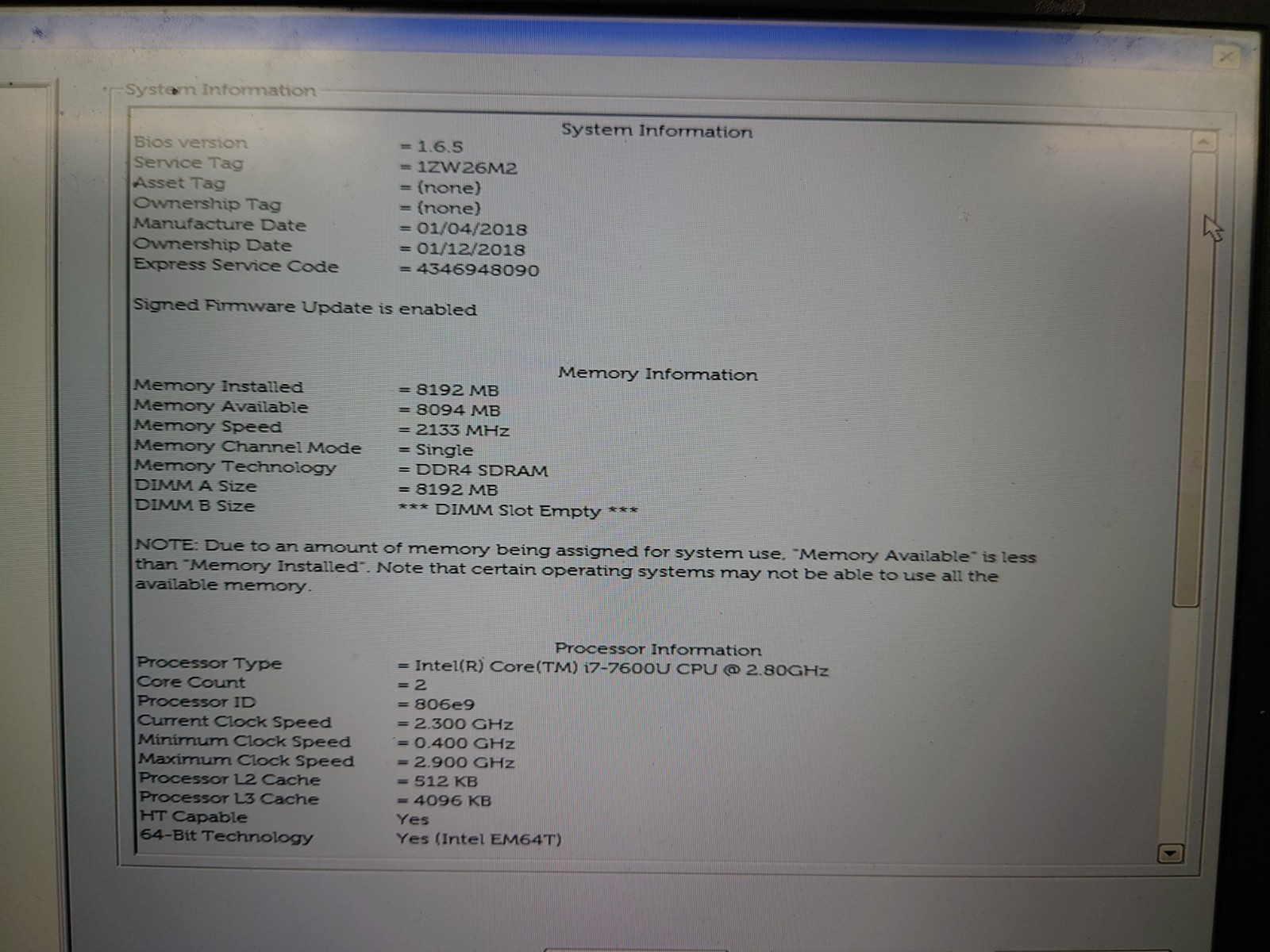 Dell Latitude 7280 12.5″ FHD i7-7600U 8GB RAM No Battery/OS/SSD