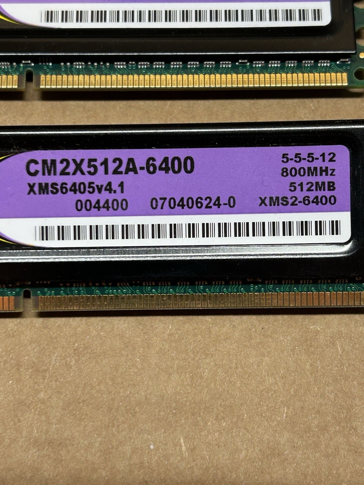 CORSAIR 512MBX4 2GB SINGLE CHANNEL DDR2 CM2X512A-6400 Pulled In Working Order