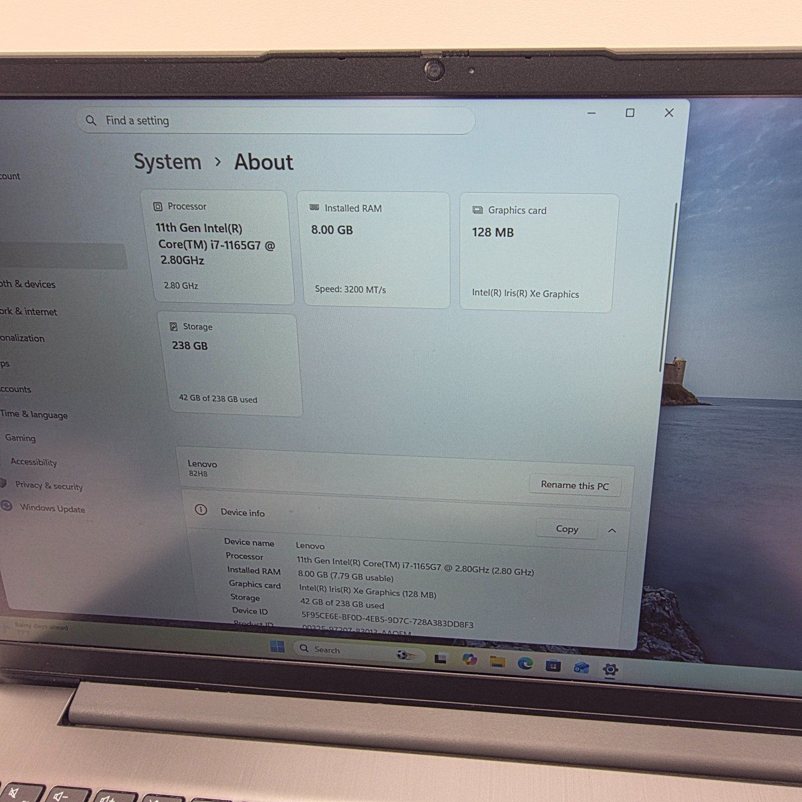 Lenovo IdeaPad 3-15ITL6 15″ TOUCH I7-1165G7 2.80GHZ 256GB MVME 8GB RAM Win11