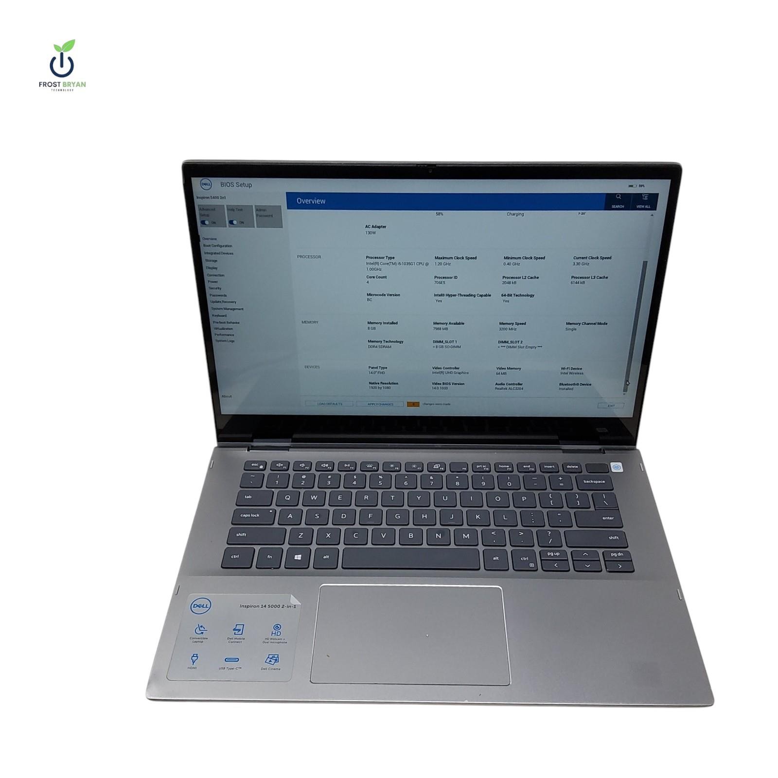 DELL Inspiron 5400 2n1 i5-1035G1@1.00GHz 8 GB 256 GB No OS Grade D [READ]