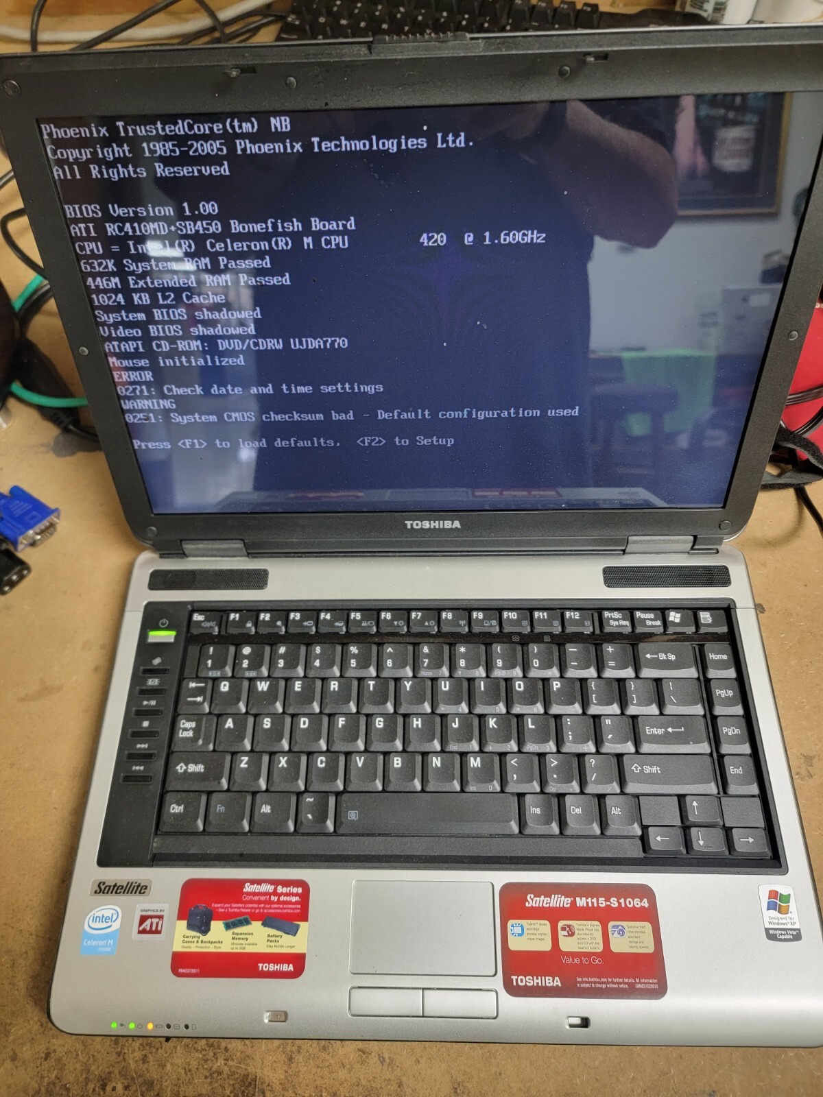 TOSHIBA SATELLITE M115-S1064 – 15.6″ Laptop – Sold for parts