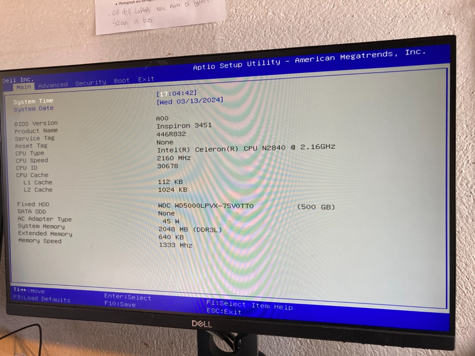 Dell Inspiron 3451 w/Celeron N2840, 2GB RAM, 500GB HDD, 14″ Laptop for Parts