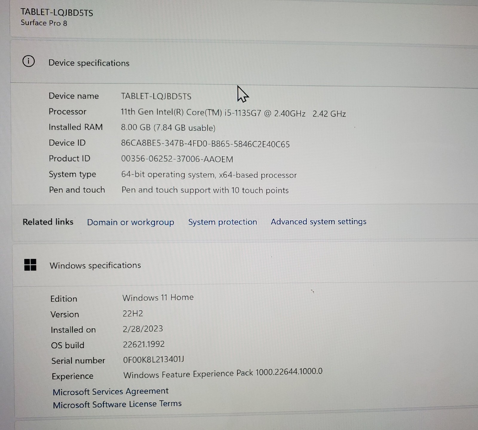 Microsoft 13″ Multi-Touch Surface Pro 8 (Intel Core i5, 8GB 512GB SSD, Platinum)