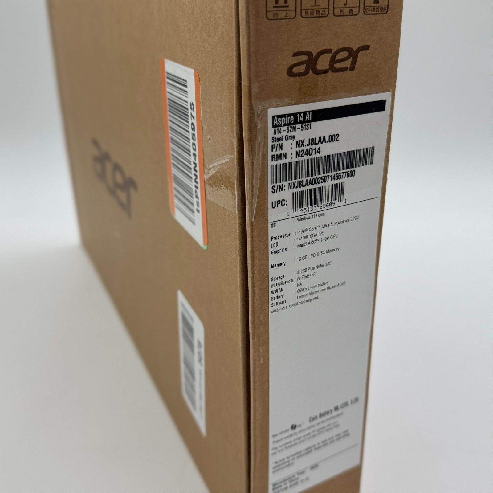 Acer Aspire 14 AI Intel Core Ultra 5 226V 512GB SSD 16GB Laptop WUXGA Gray