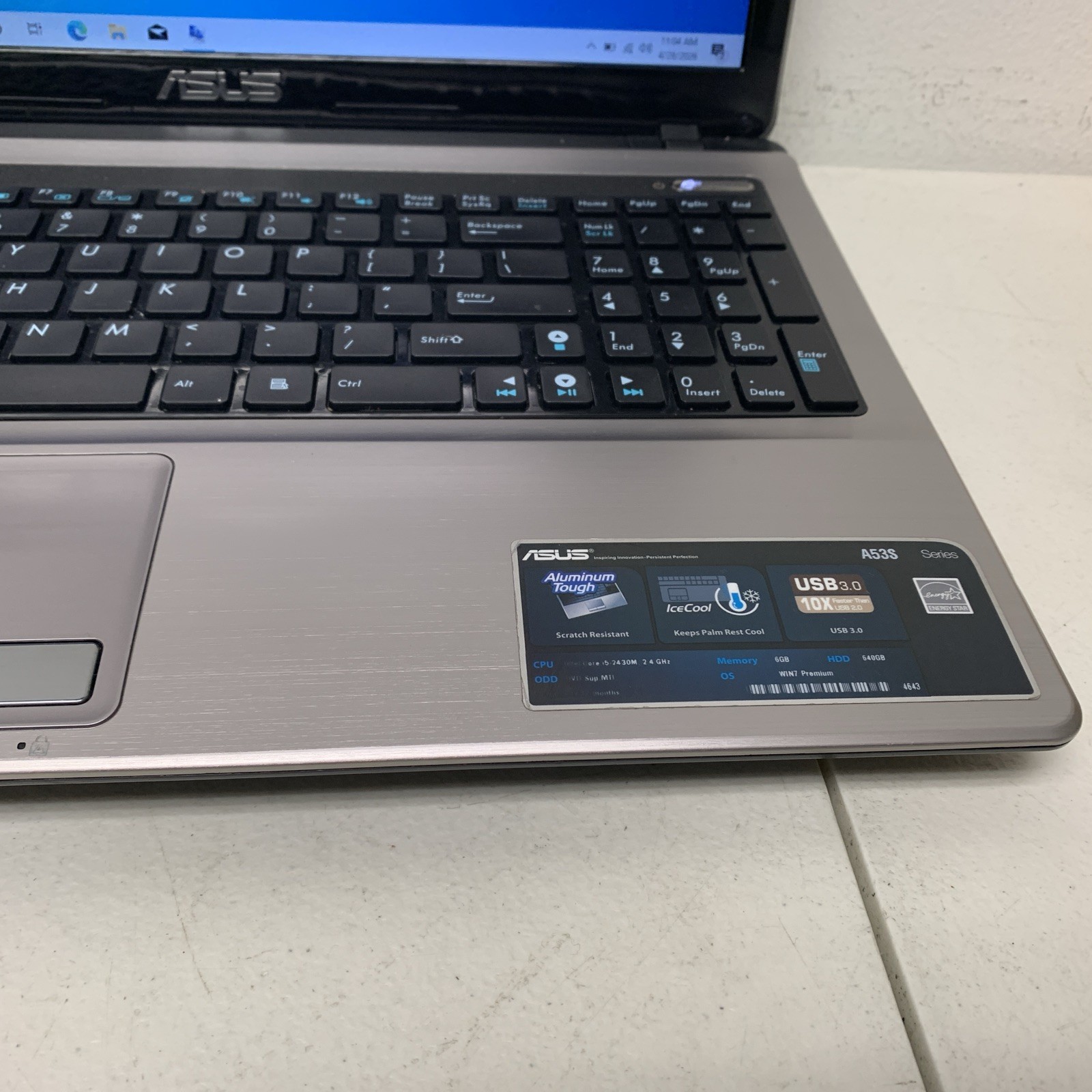 Asus K53SV 15.6 i5-2430M 6GB RAM 500gb SSD Wind 10 Home