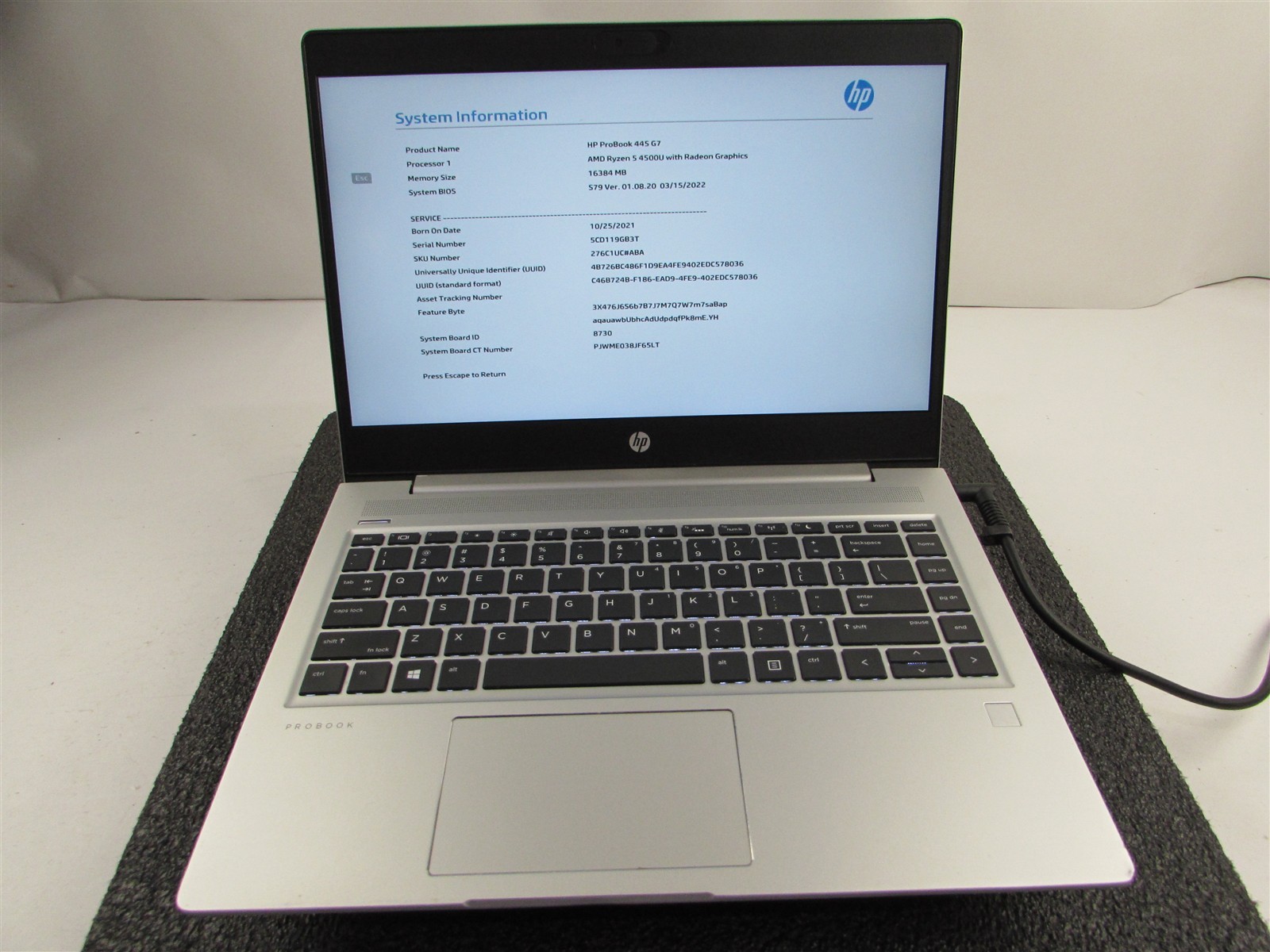 HP PROBOOK 445 (G7) 14″ FHD AMD RYZEN 5 4500U 512GB SSD 16GB RAM AMD GPU NO O.S