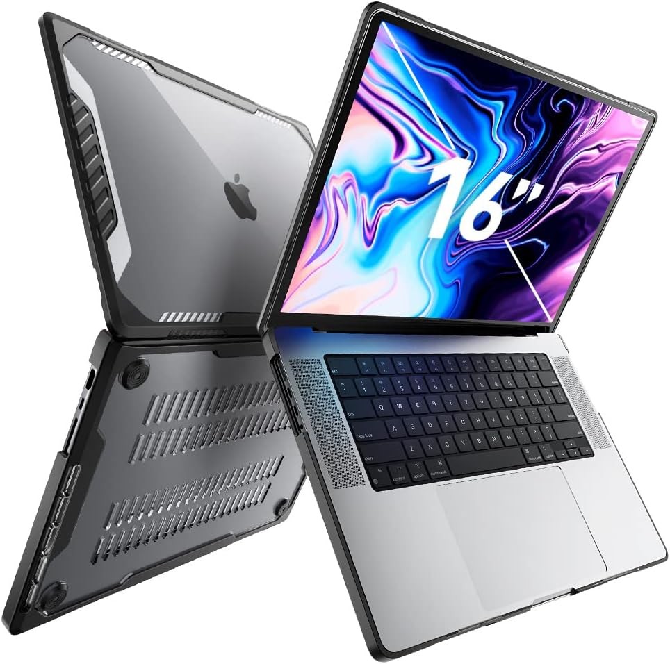 MacBook Pro 16 Inch Case 2026-2021 Heavy Duty Hard Shell Protective Cover, Black