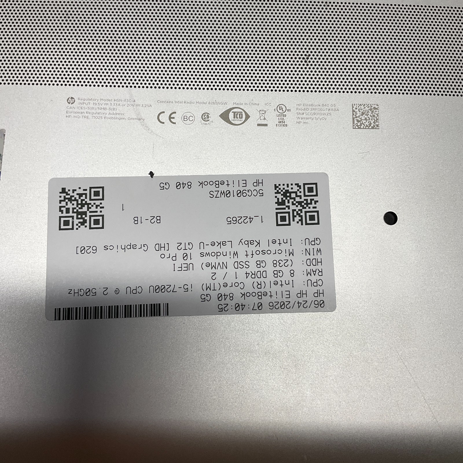 HP EliteBook 840 G5 Laptop Intel Core i5-7200U 8GB 256GB SSD Windows 10 Pro READ