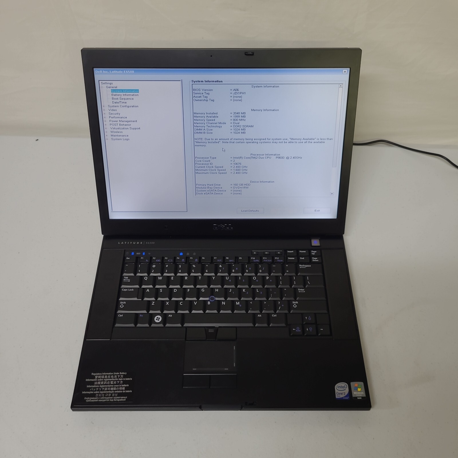Dell Latitude E6500 Laptop P8600 2.40GHz 160GB HDD NO OS AS IS READ 15.3″ Wi-Fi