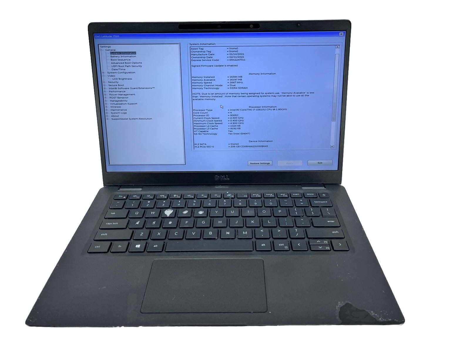Dell Latitude 7310 13″ FHD i7-10610U 1.8Ghz 16GB 256GB *GRADE C*