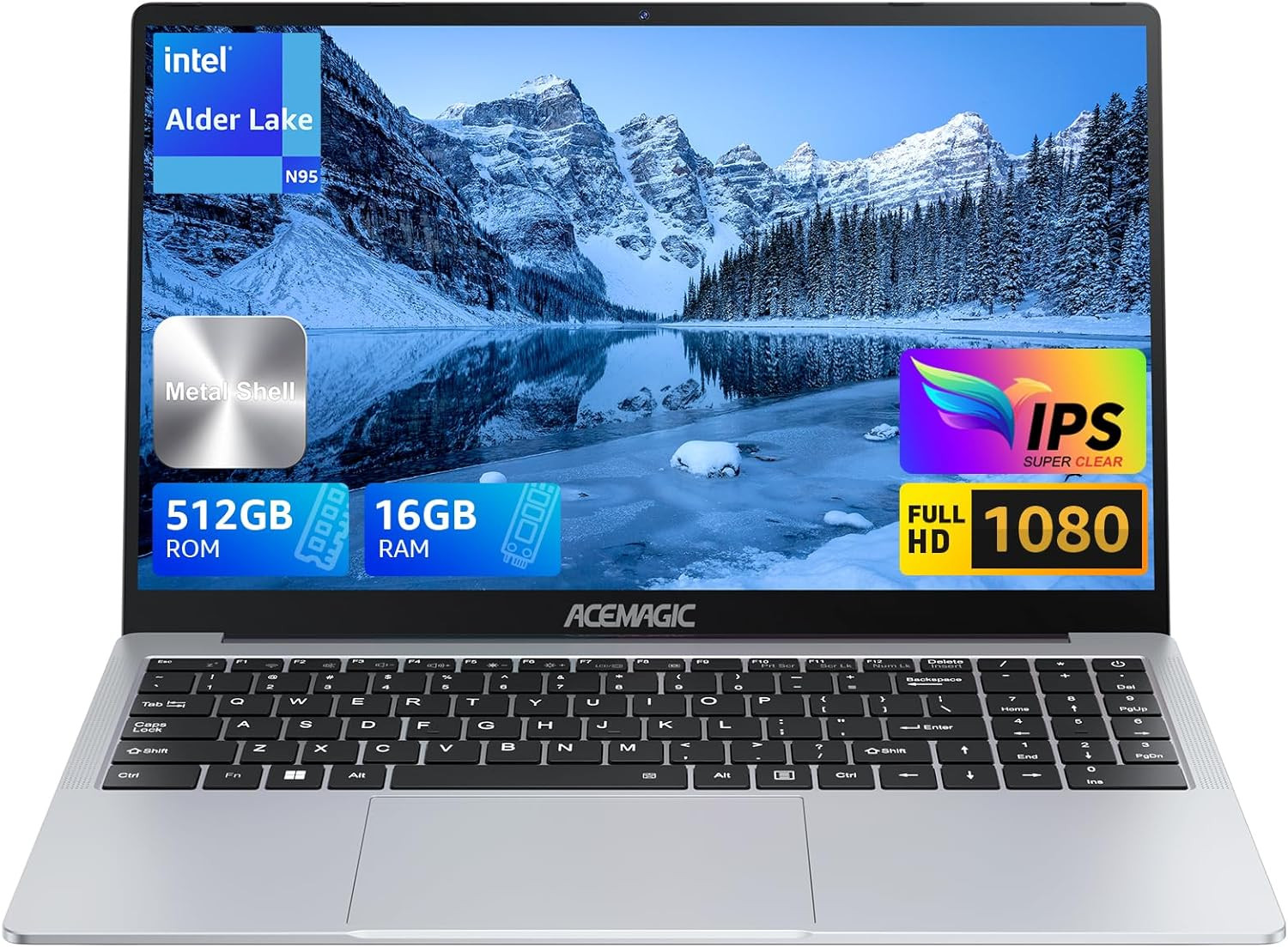 Laptop Computer,15.6 Inch Notebook,Intel N95 Processor, 16GB DDR4,512GB SSD,1080