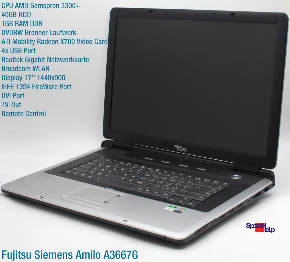 Fujitsu Siemens Amilo A3367G Notebook 40GB 1GB ATI RADEON X700 TVOUT Windows XP
