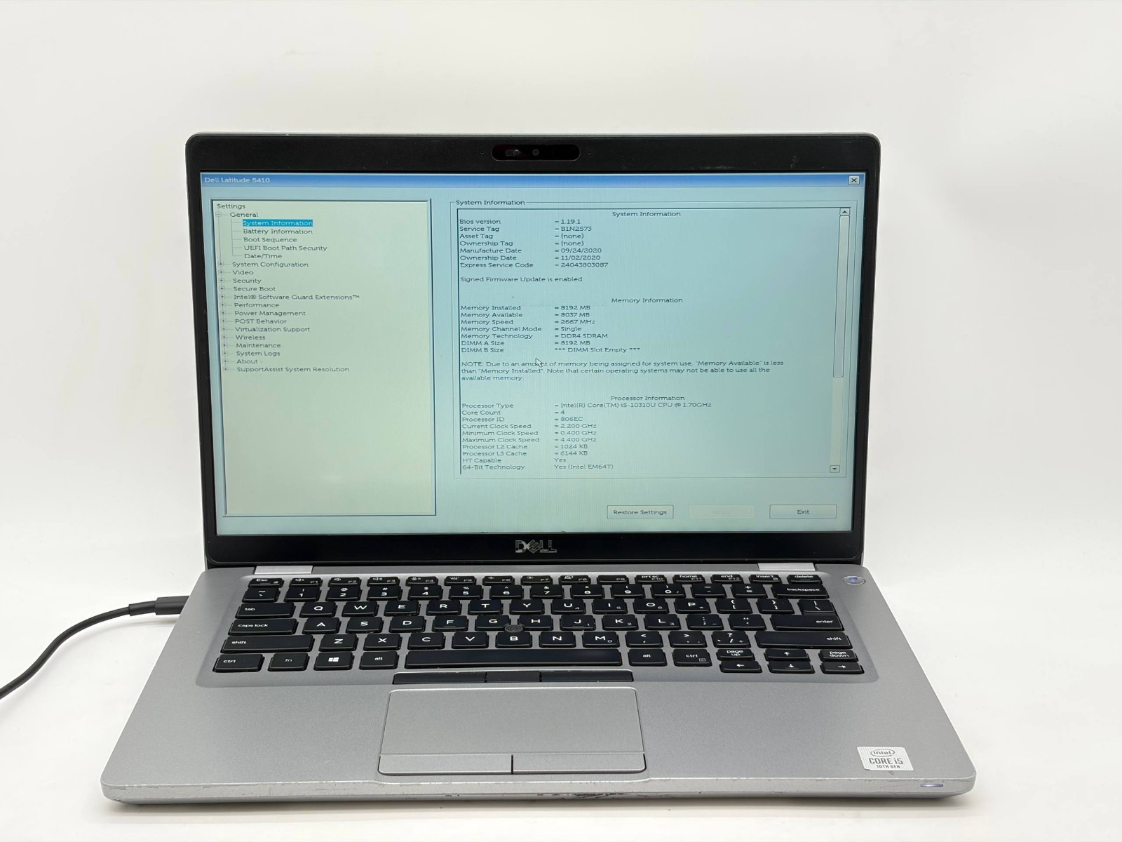 Dell Latitude 5410 NTS i5-10310U@1.7GHz 16GB RAM 256GB SSD Win 11 Pro Grade B