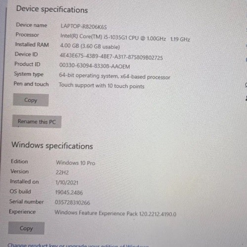 Microsoft Surface Laptop 3 13.5″ Touch i5-1035G1 4GB 256GB SSD Win10 Pro