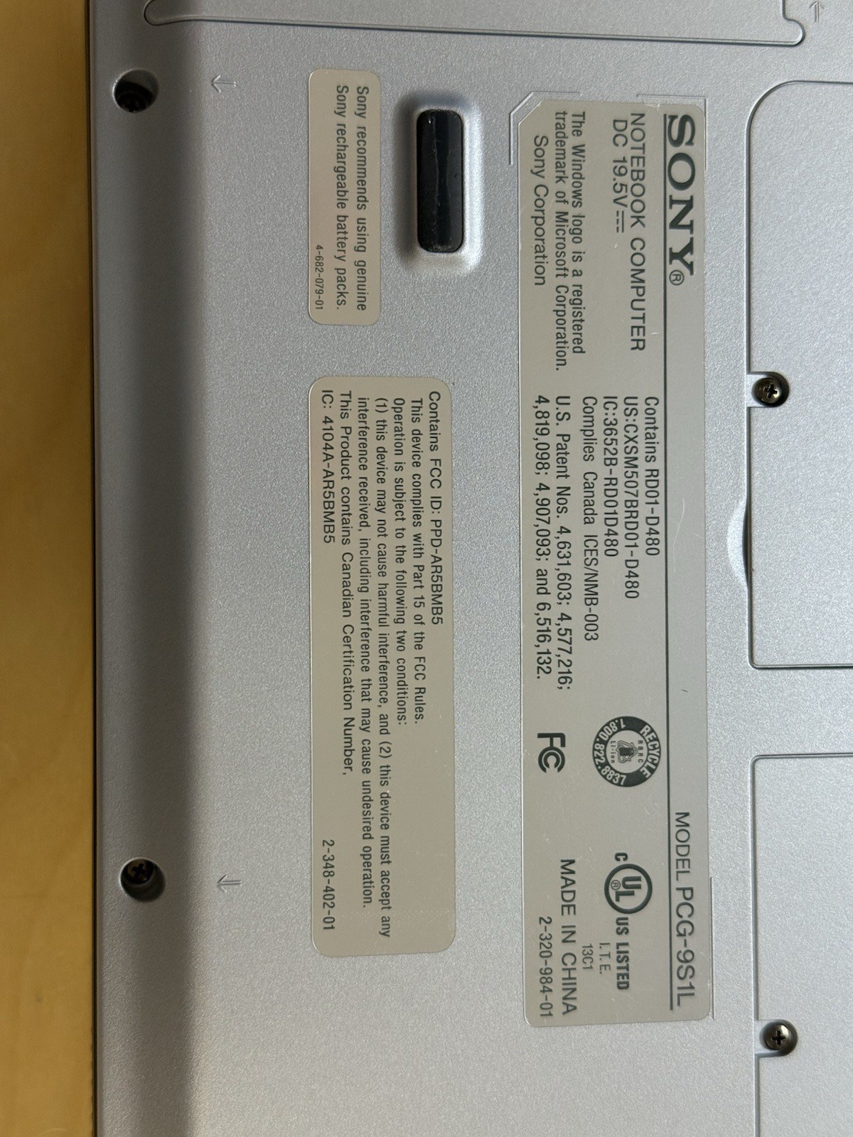 Sony Vaio Notebook Laptop PCG-9S1L PCG-K33 Boots To Bios *No HDD* Read