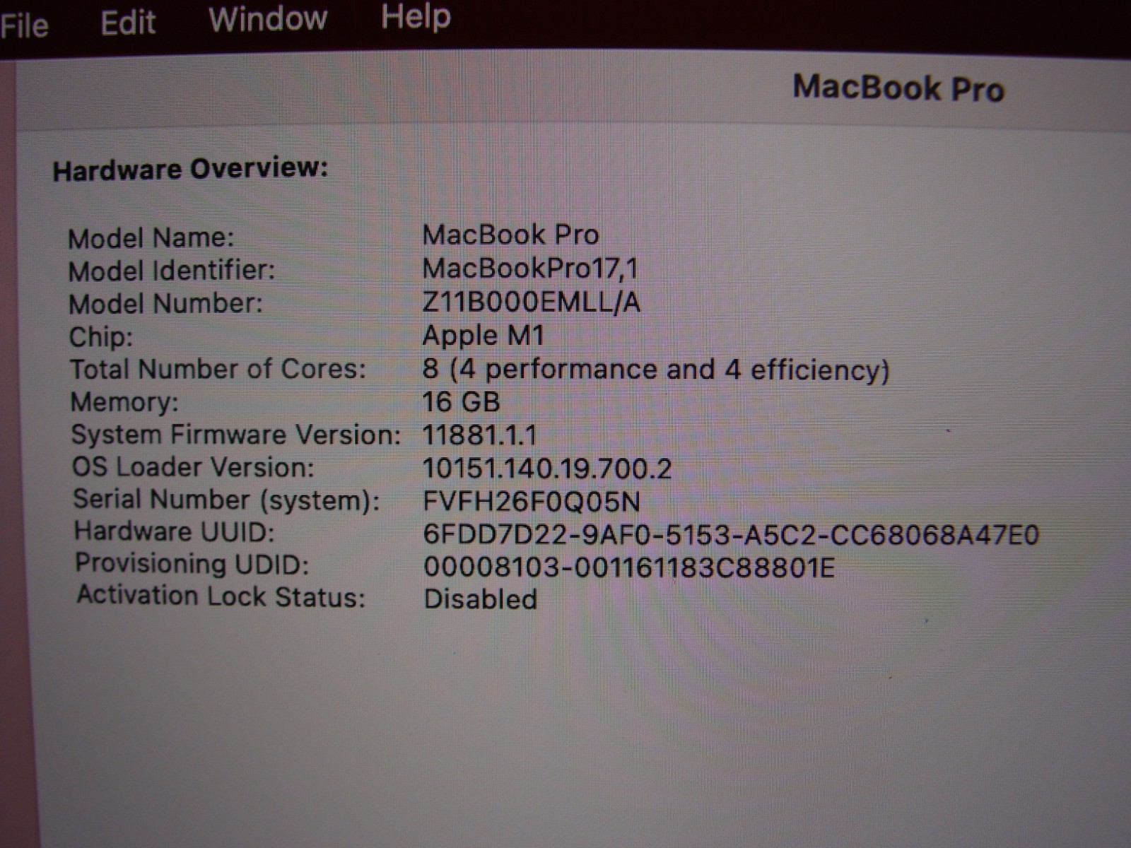 Apple MacBook Pro (2020) 13.3″ A2338 M1 8CPU/8GPU 3.2GHz 16GB 512GB SSD +Charger