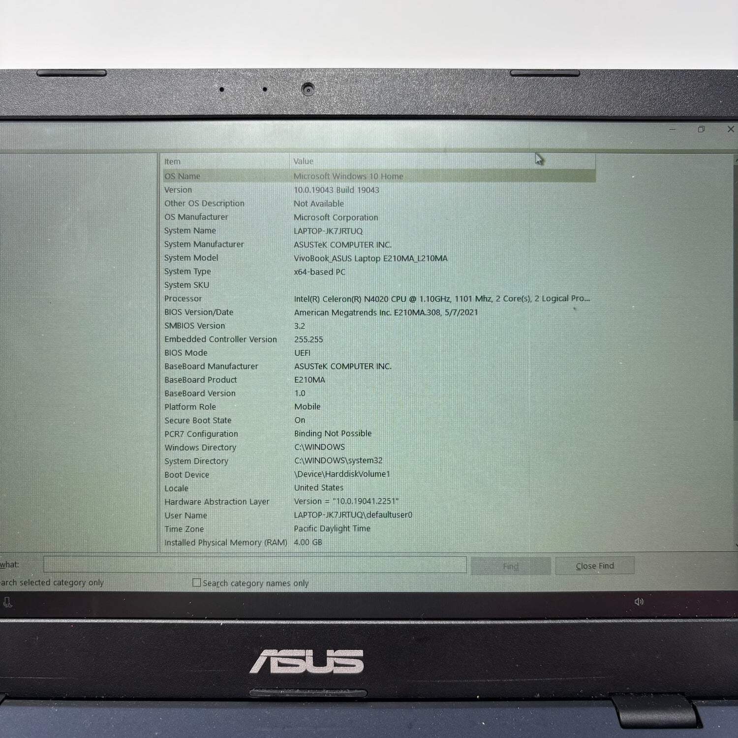 ASUS Vivobook 14″ Celeron N4020 1.1GHz 4GB RAM 62gb SSD