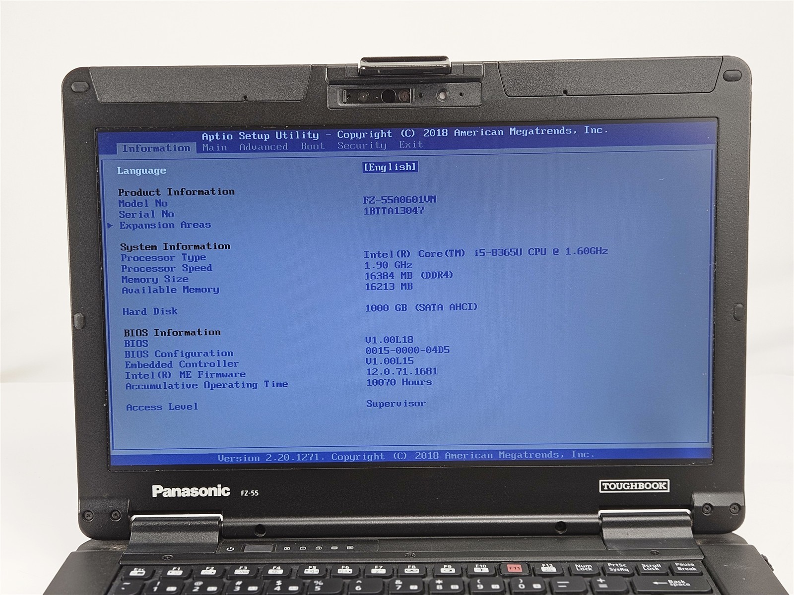 Panasonic Toughbook FZ-55 14″ 1.6GHz i5-8365U 16GB 1TB SSD Side Panel Missing
