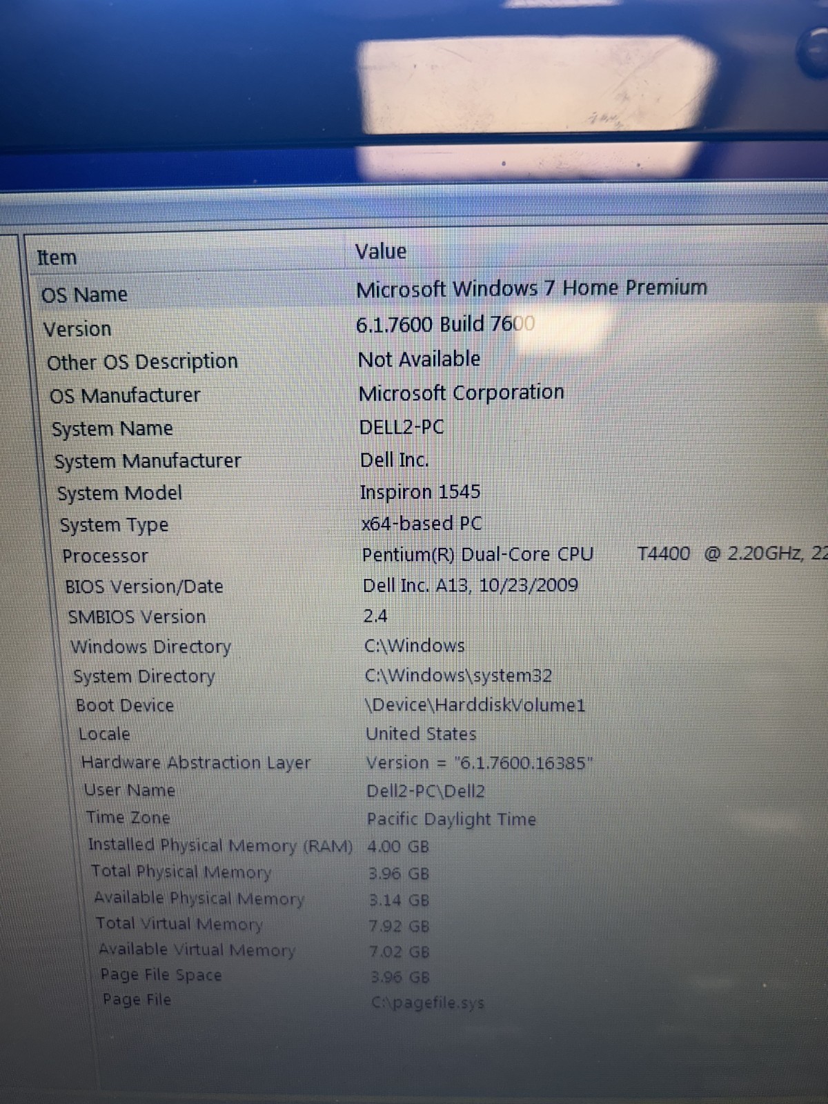 Dell Inspiron 1545 15.6 Dual Core T4400 2.2Ghz 4GB 500GB Windows 7 Good battery